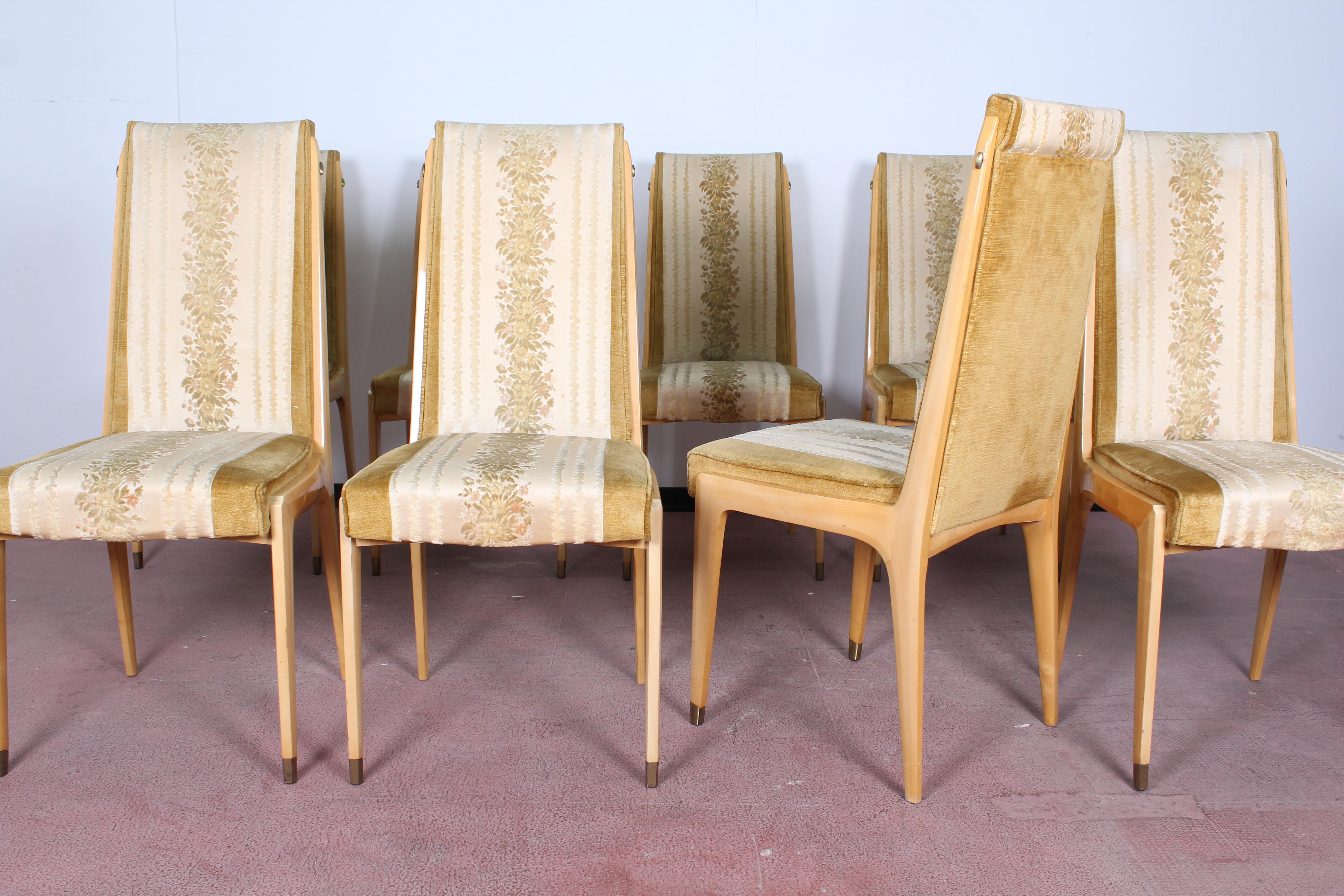 Mid-Century Modern Midcentury Vittorio Dassi Lissone Maple Dining Chairs  set of 8, Italy 1950 .