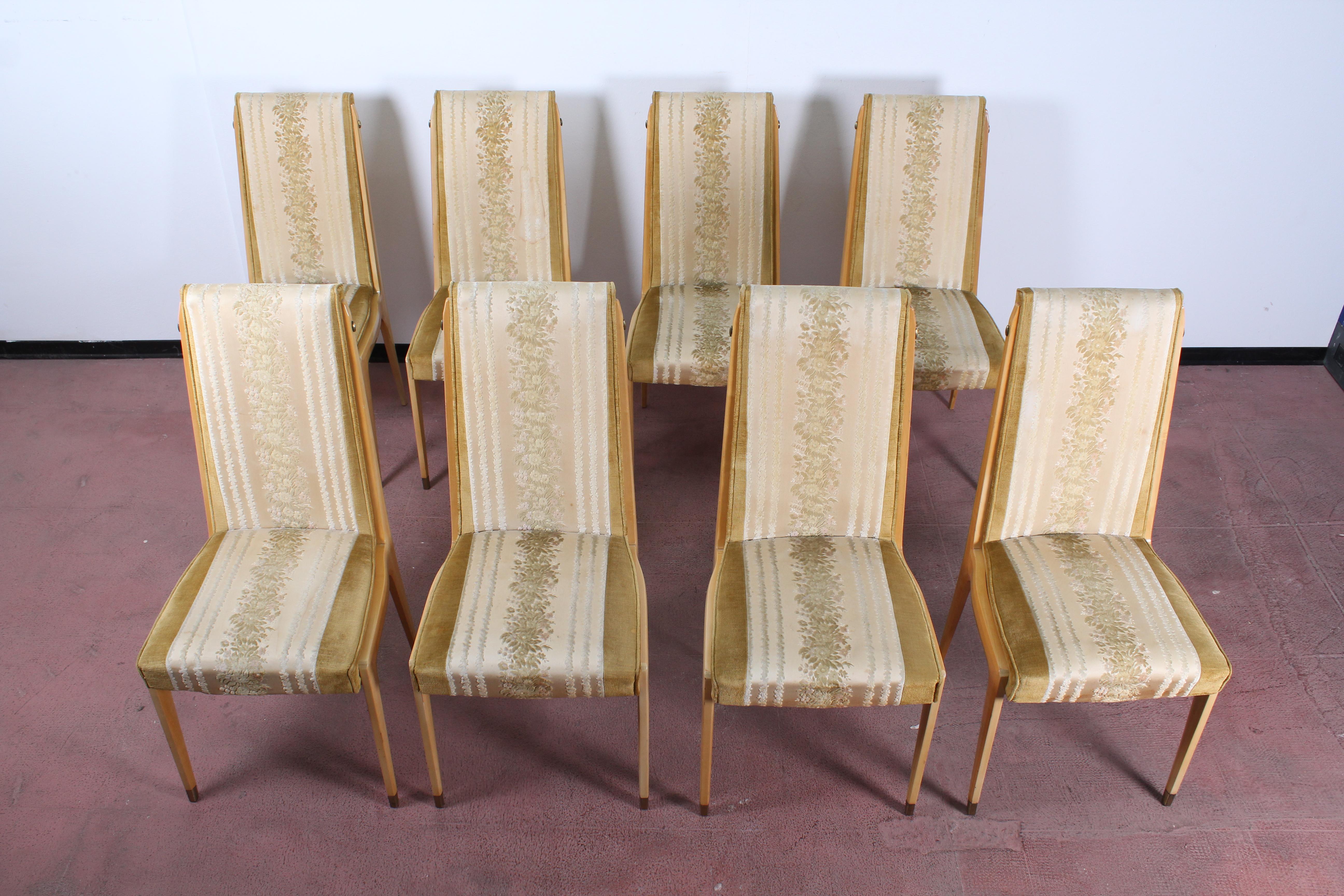Italian Midcentury Vittorio Dassi Lissone Maple Dining Chairs  set of 8, Italy 1950 .