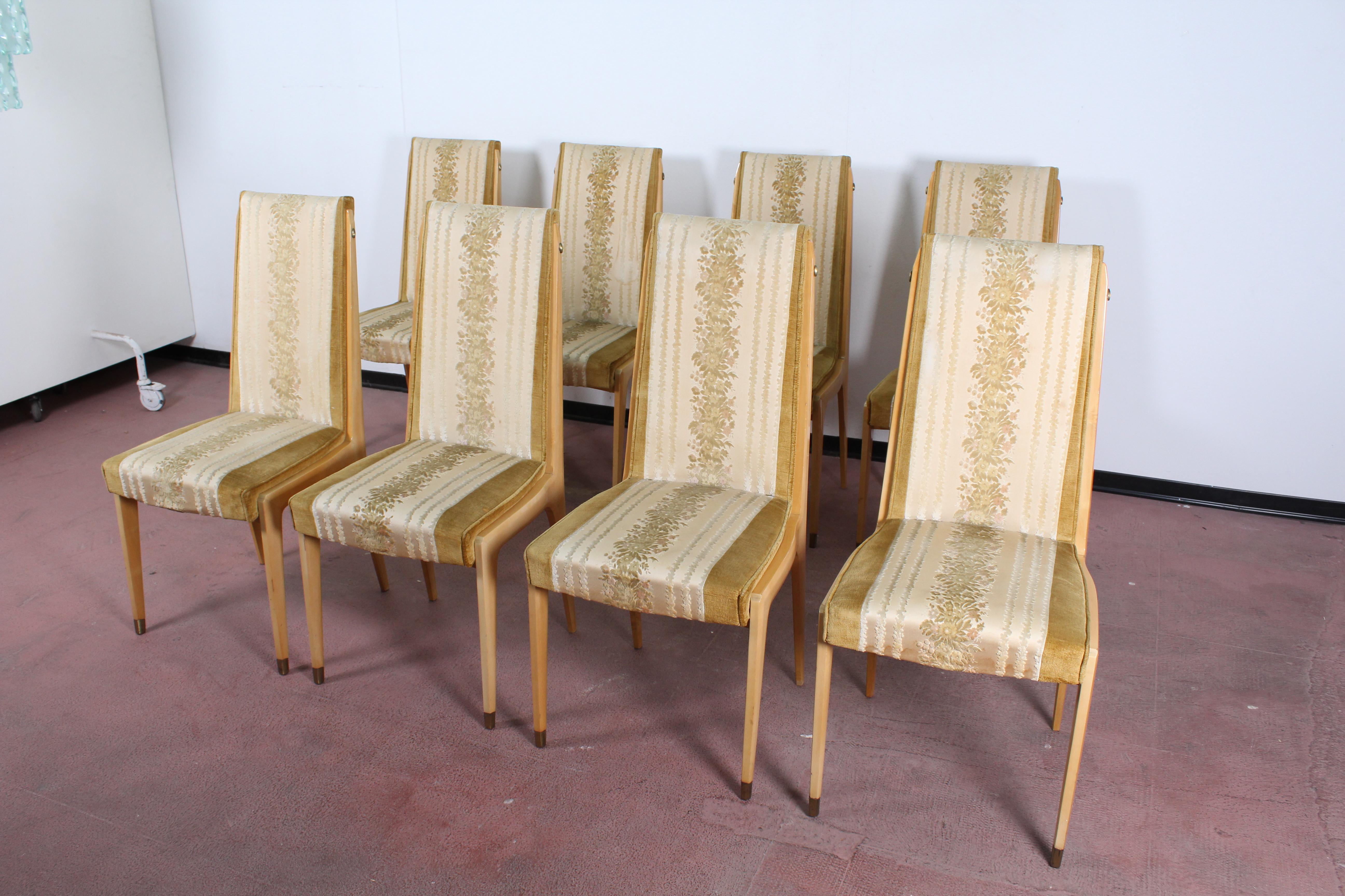 Midcentury Vittorio Dassi Lissone Maple Dining Chairs  set of 8, Italy 1950 . In Good Condition In Palermo, IT