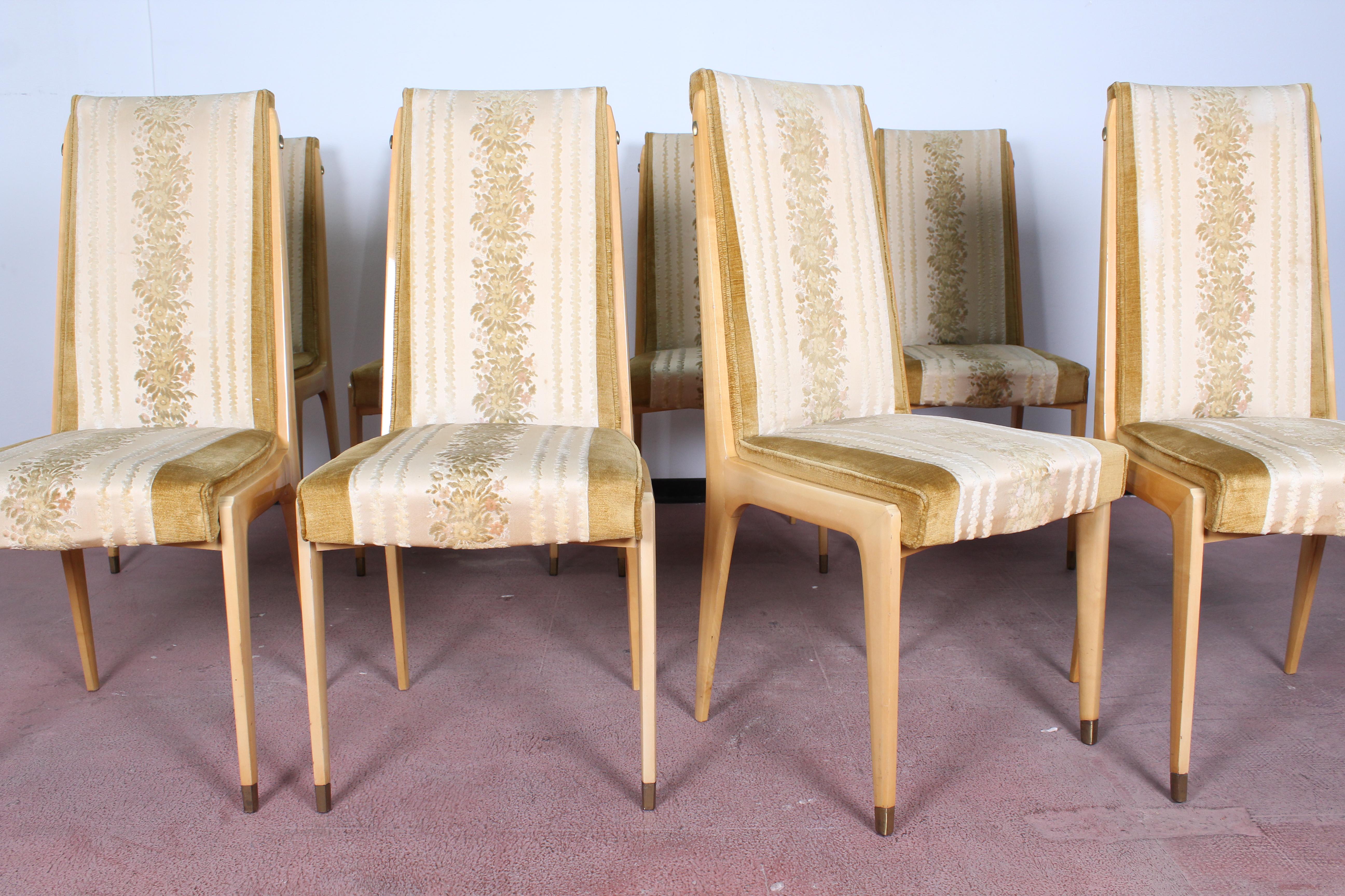 Mid-20th Century Midcentury Vittorio Dassi Lissone Maple Dining Chairs  set of 8, Italy 1950 .