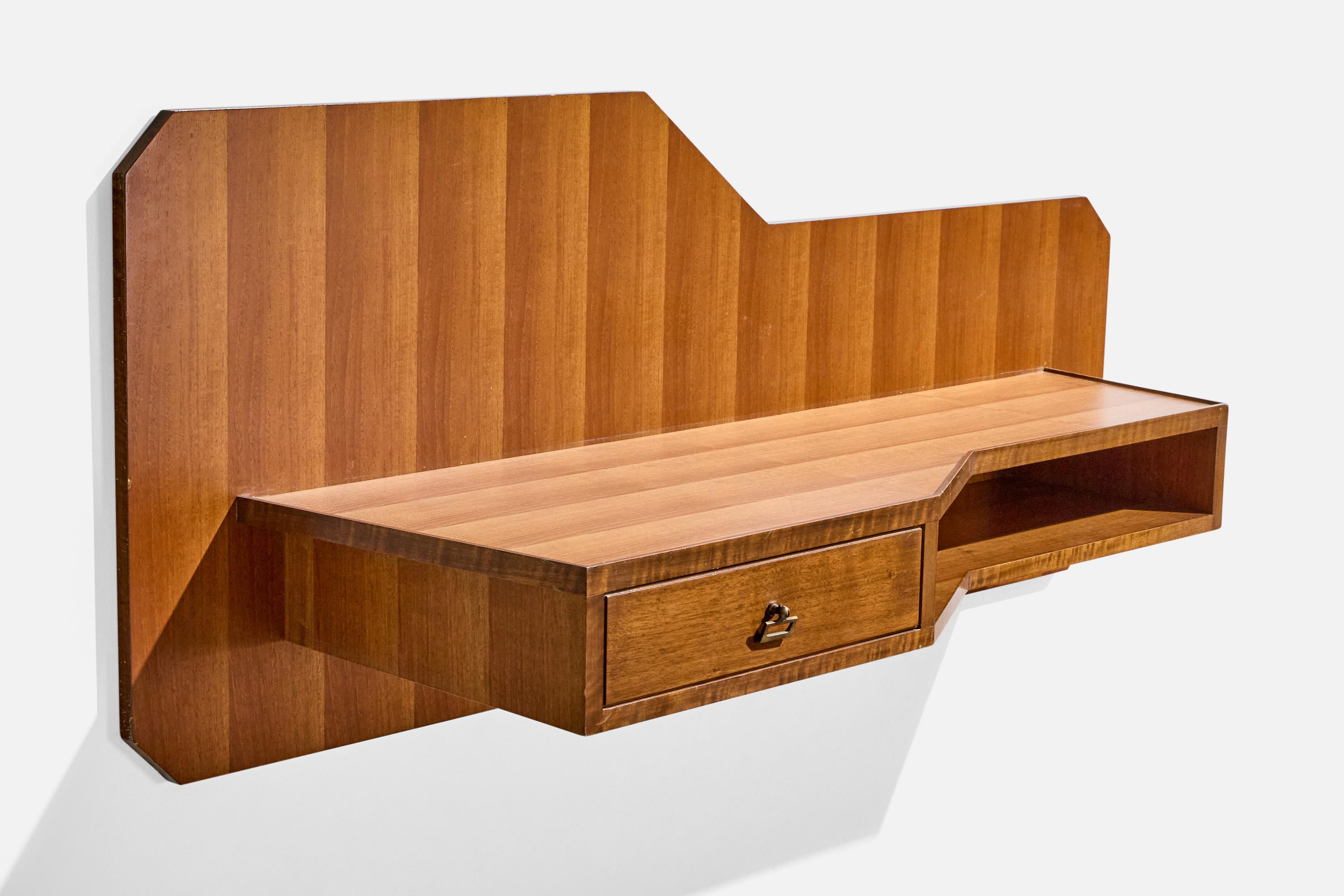 Mid-Century Modern Dassi, Console Table, Wood, Brass, Italy, 1950s For Sale