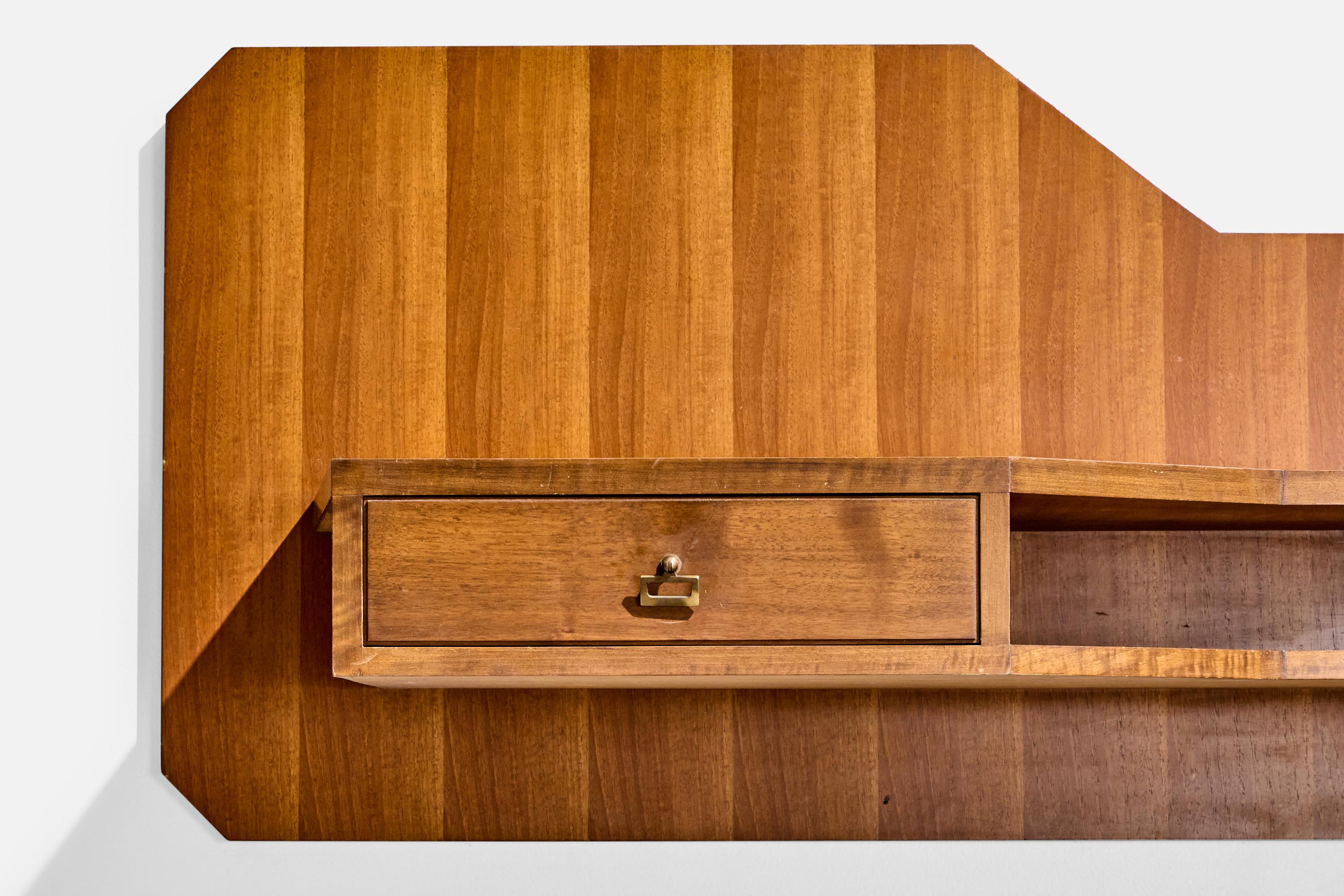 Dassi, Console Table, Wood, Brass, Italy, 1950s In Good Condition For Sale In High Point, NC