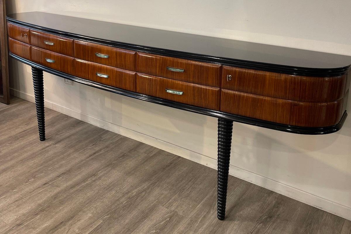Mid-Century moderno Console Dassi Design in Wood con maniglie in vetro e chiavi in ottone in vendita