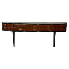 Console Dassi Design en bois avec poignées en verre et clés en laiton