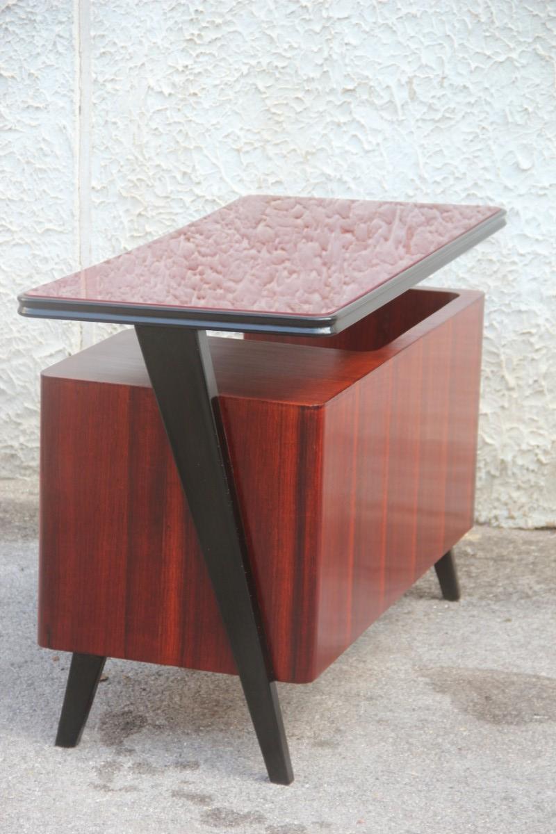Dassi Schreibtisch Nussbaum Mid-Century Modern Messing Minimal Scultural 1950s Italienisch im Angebot 6