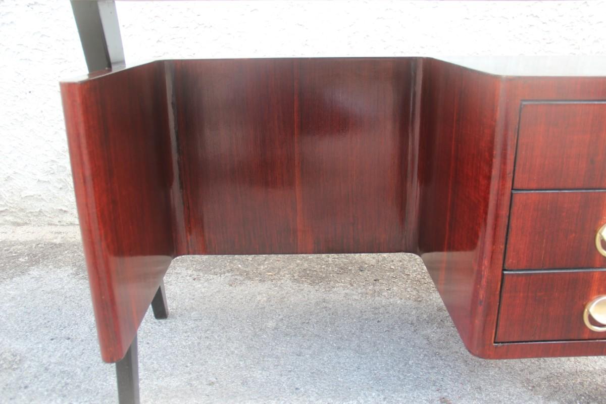 Dassi Desk walnut Mid-Century Modern Brass Minimal Scultural 1950s Italian  For Sale 2