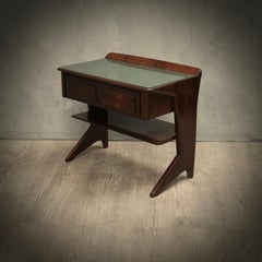 Dassi Walnut and Glass Italian Mid-Century Nightstands, 1950