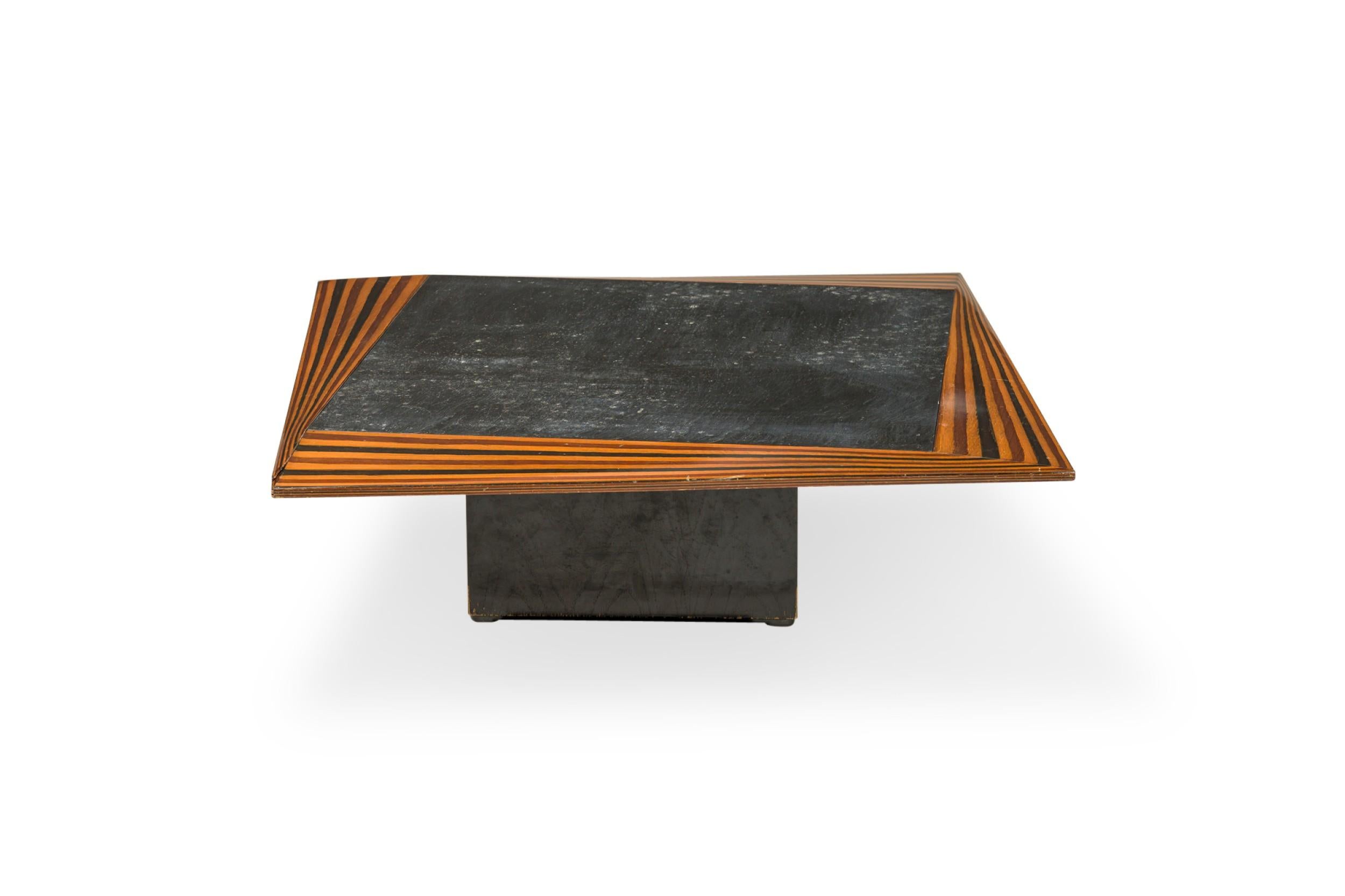 Inlay Dassi Mixed Wood and Slate Top Low Table For Sale
