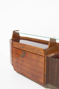 Dassi Modern Furniture Sideboard in Wood, Glass and Brass