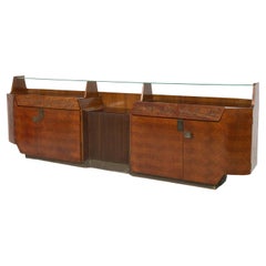 Dassi Modern Furniture Sideboard in Wood, Glass and Brass