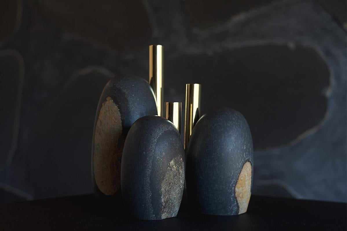 Modern Daté Kan Stone Candleholders by Okurayama Studio and Dan Yeffet For Sale