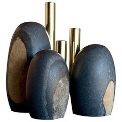 Daté Kan Stone Candleholders by Okurayama Studio and Dan Yeffet