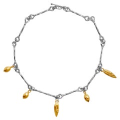 Date & Olive Seed Choker in Two Tones (Silver + Gold)