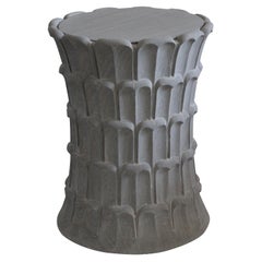 Date Palm Side Table In Agra Grey Stone Handcrafted in India