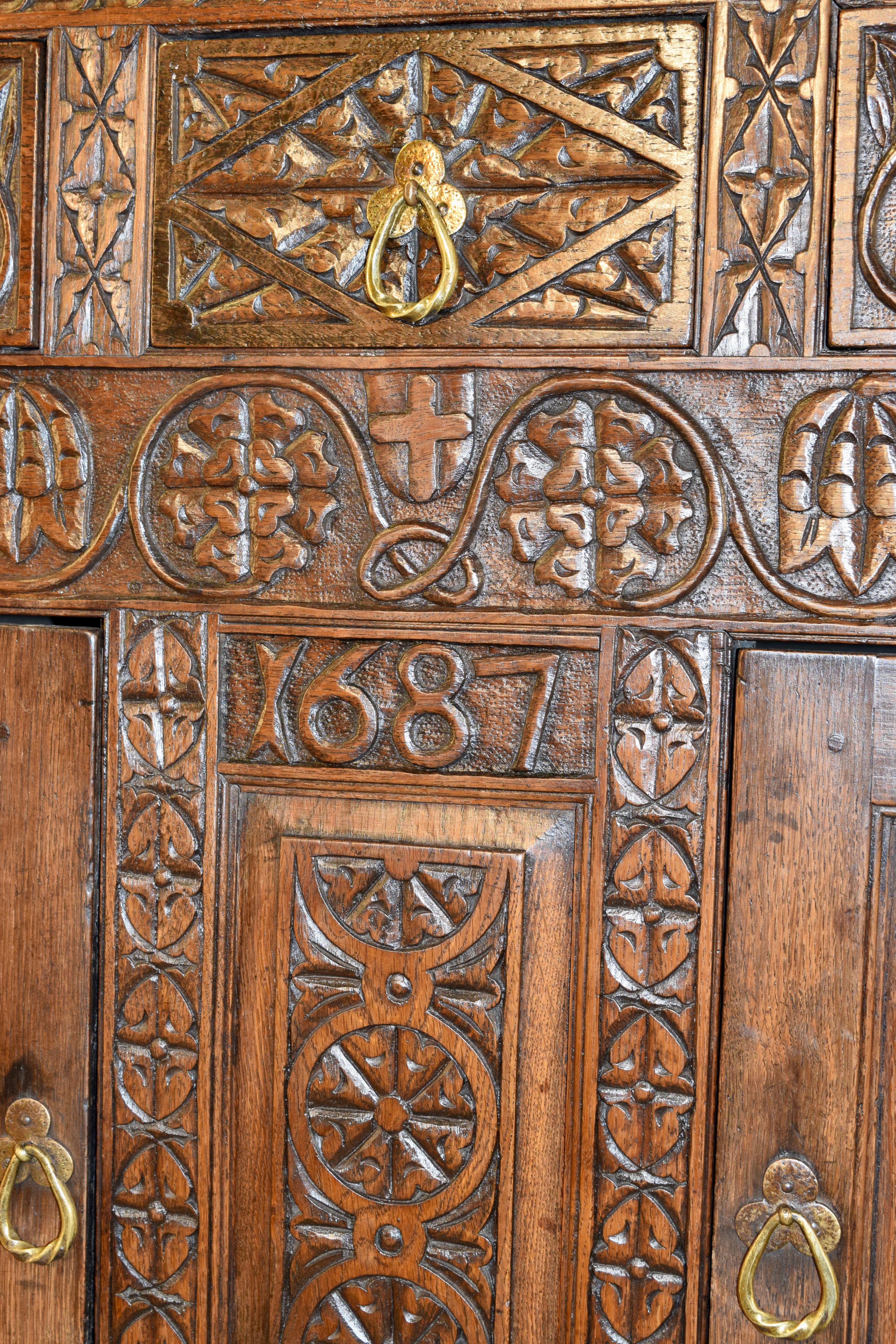 Dated 1687 Charles II Court Cupboard 6