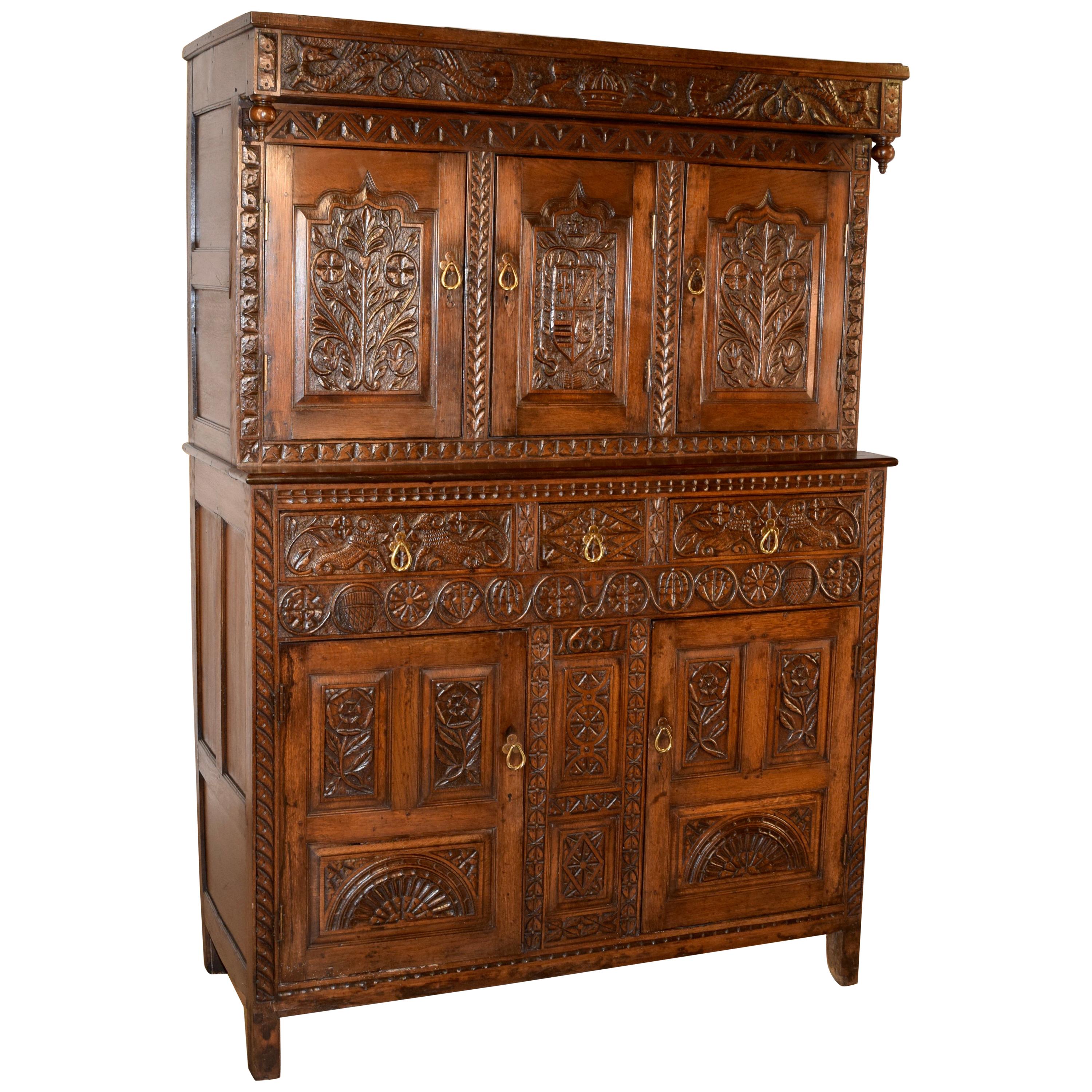 Dated 1687 Charles II Court Cupboard