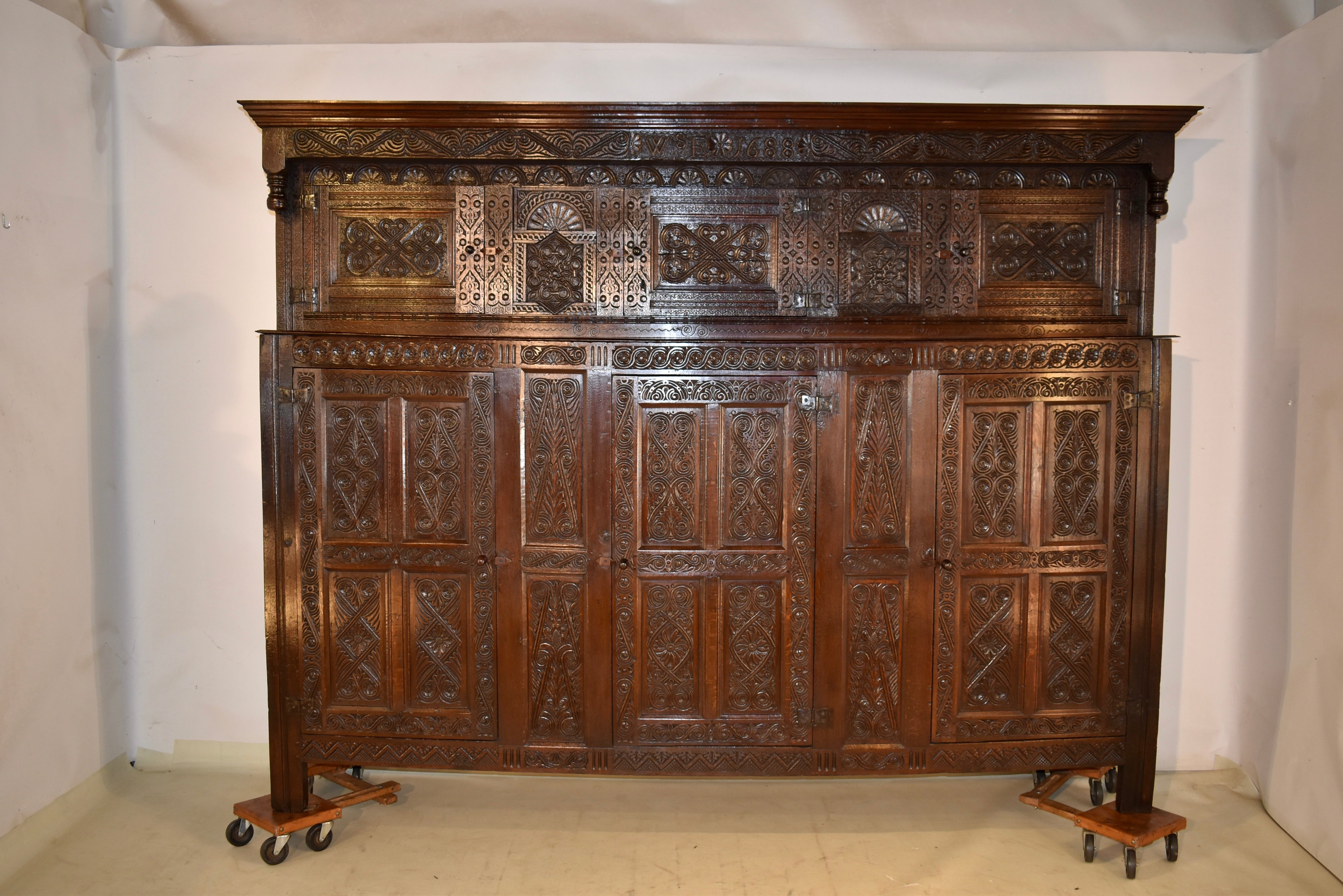 James II Dated 1688 English Joined Press Cupboard For Sale