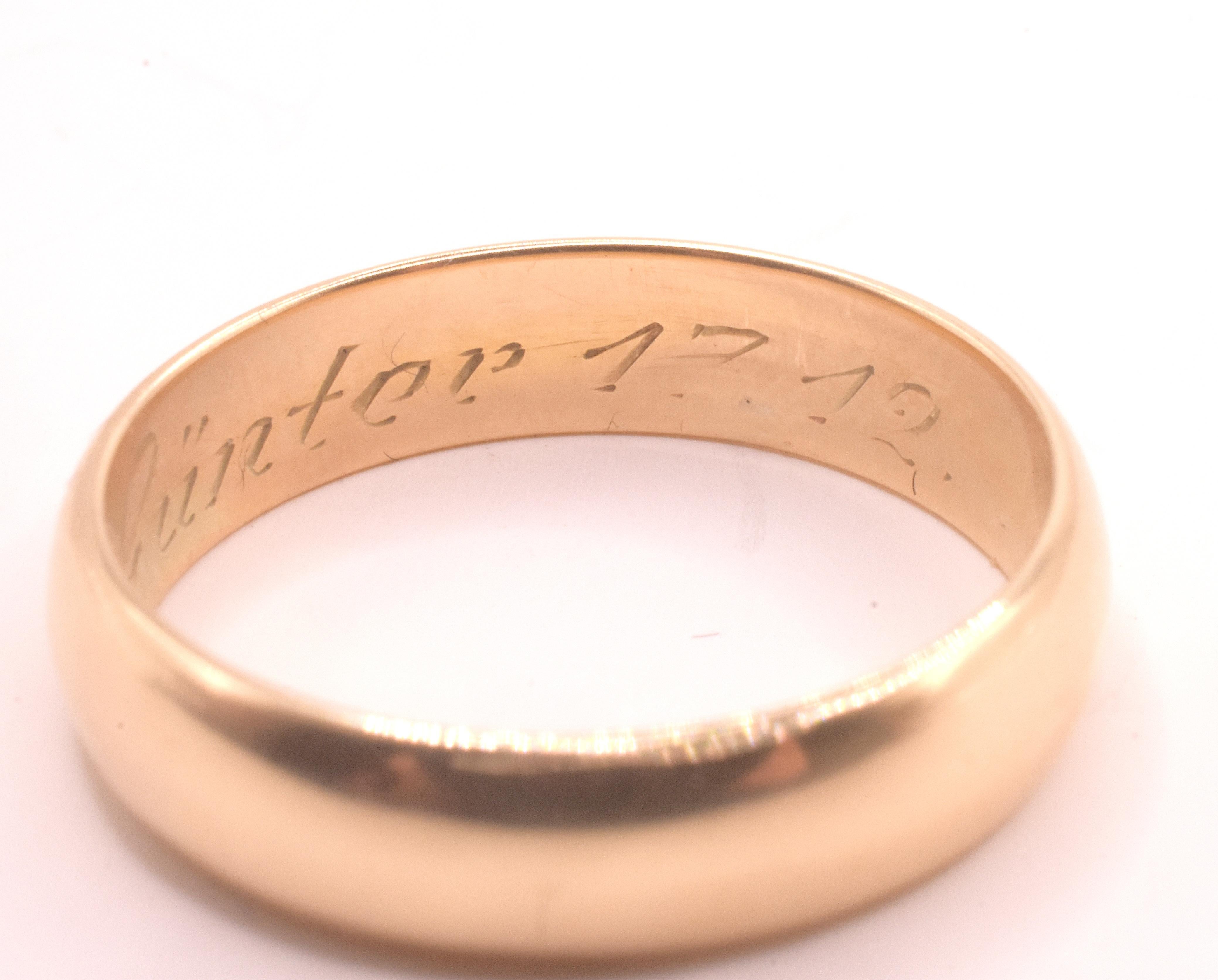 Antique 15K Gold Engraved Betrothal Ring, Gunter, Circa 1900, Germany ...