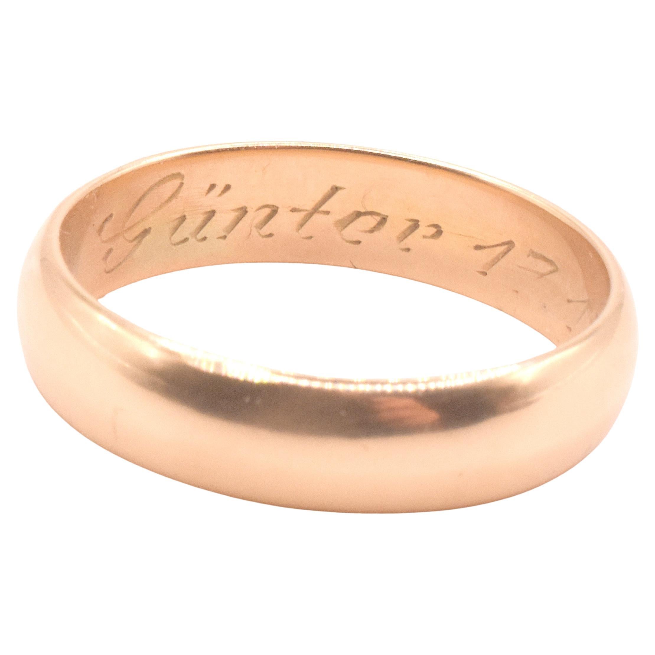Dated 1712 15K Wedding Band Engraved Gunter 1712 im Angebot