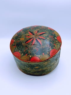 Dated 1798 Important Norwegian Folk Art Tine Box, Primitive, Pine Bentwood