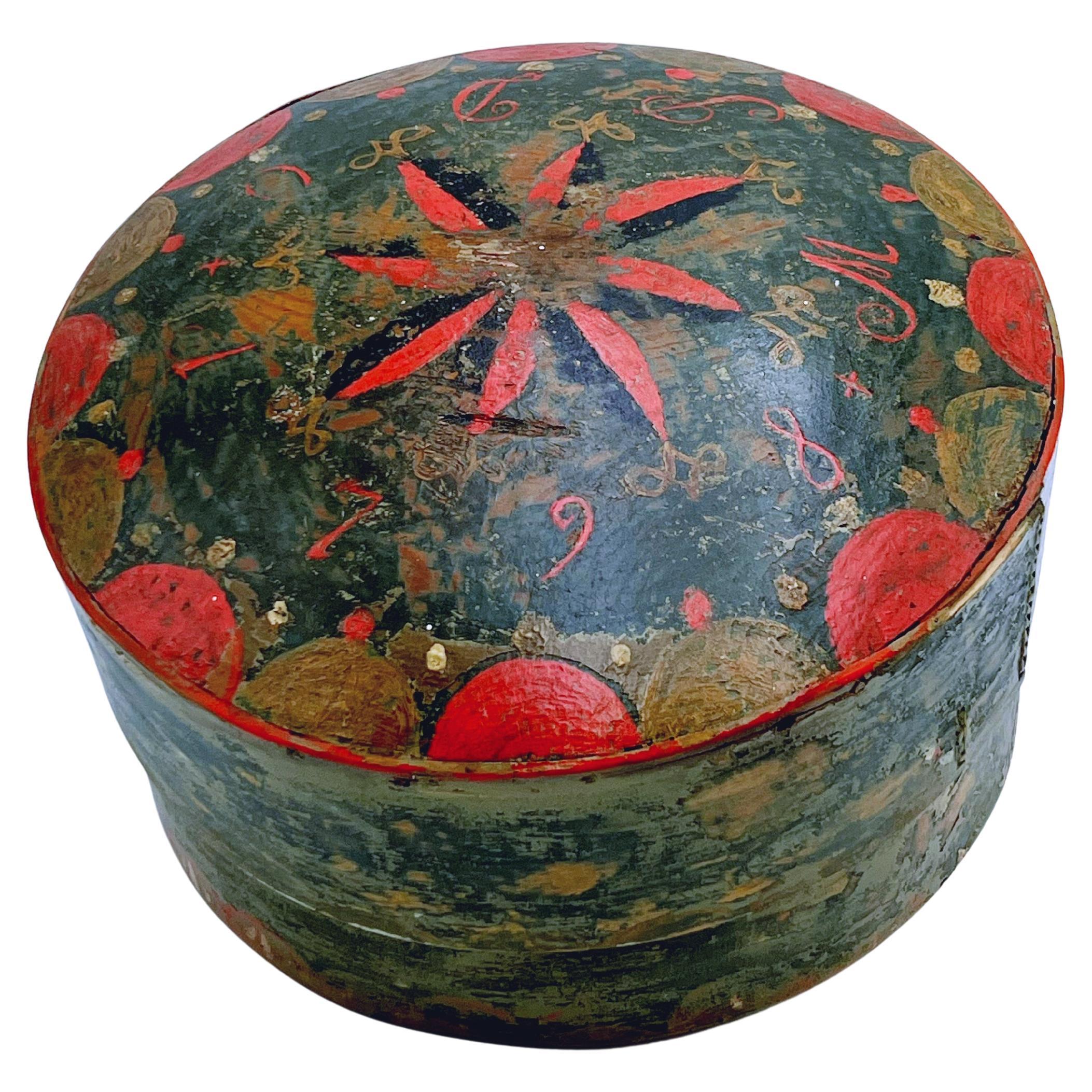 Datiert 1798 Wichtige norwegische Volkskunst Zinken Box, primitiv, Kiefer Bugholz