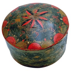 Dated 1798 Important Norwegian Folk Art Tine Box, Primitive, Pine Bentwood
