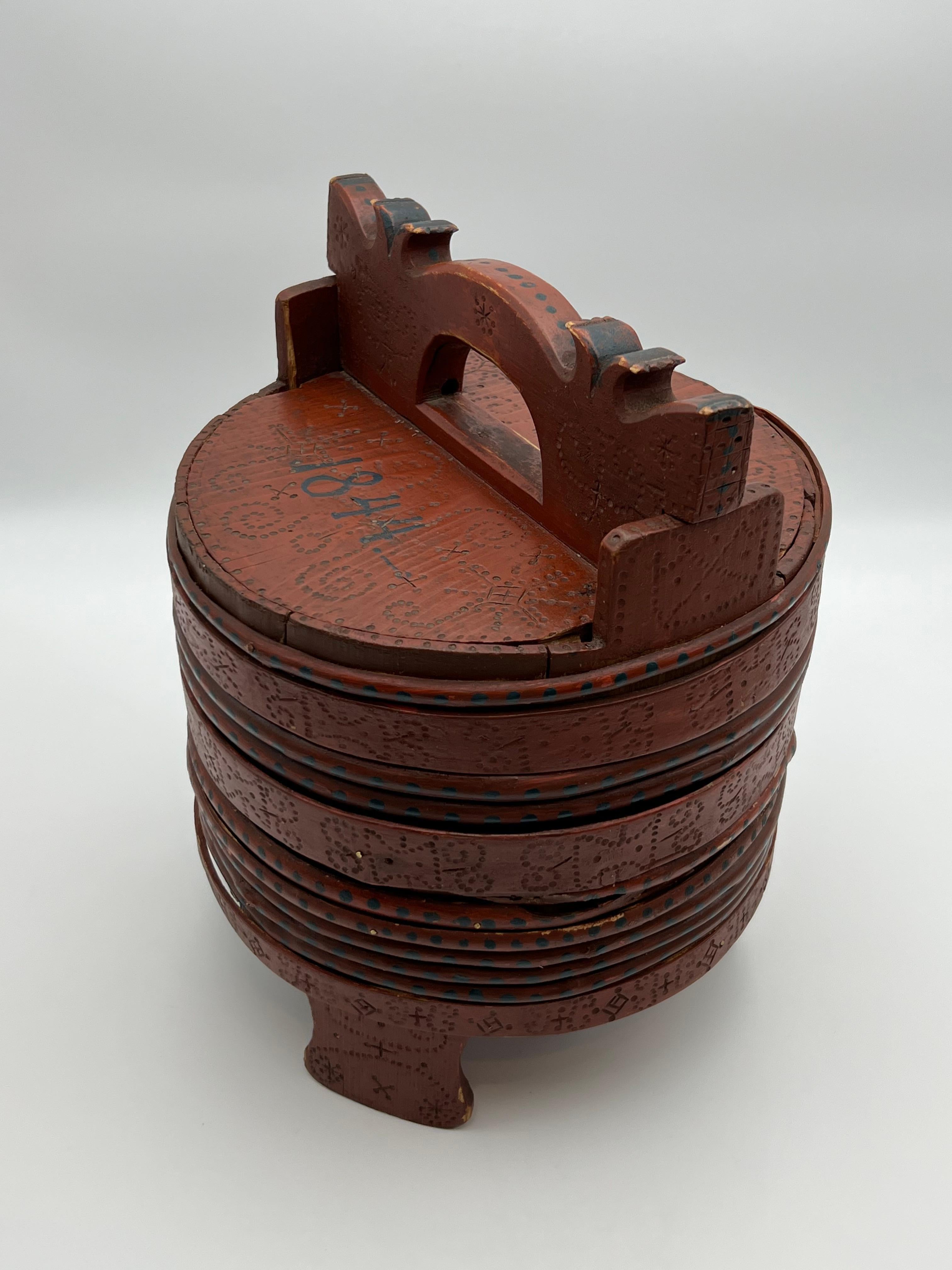 Seau à beurre antique daté de 1800/1844, Norvège - Art populaire de qualité muséale en vente 2
