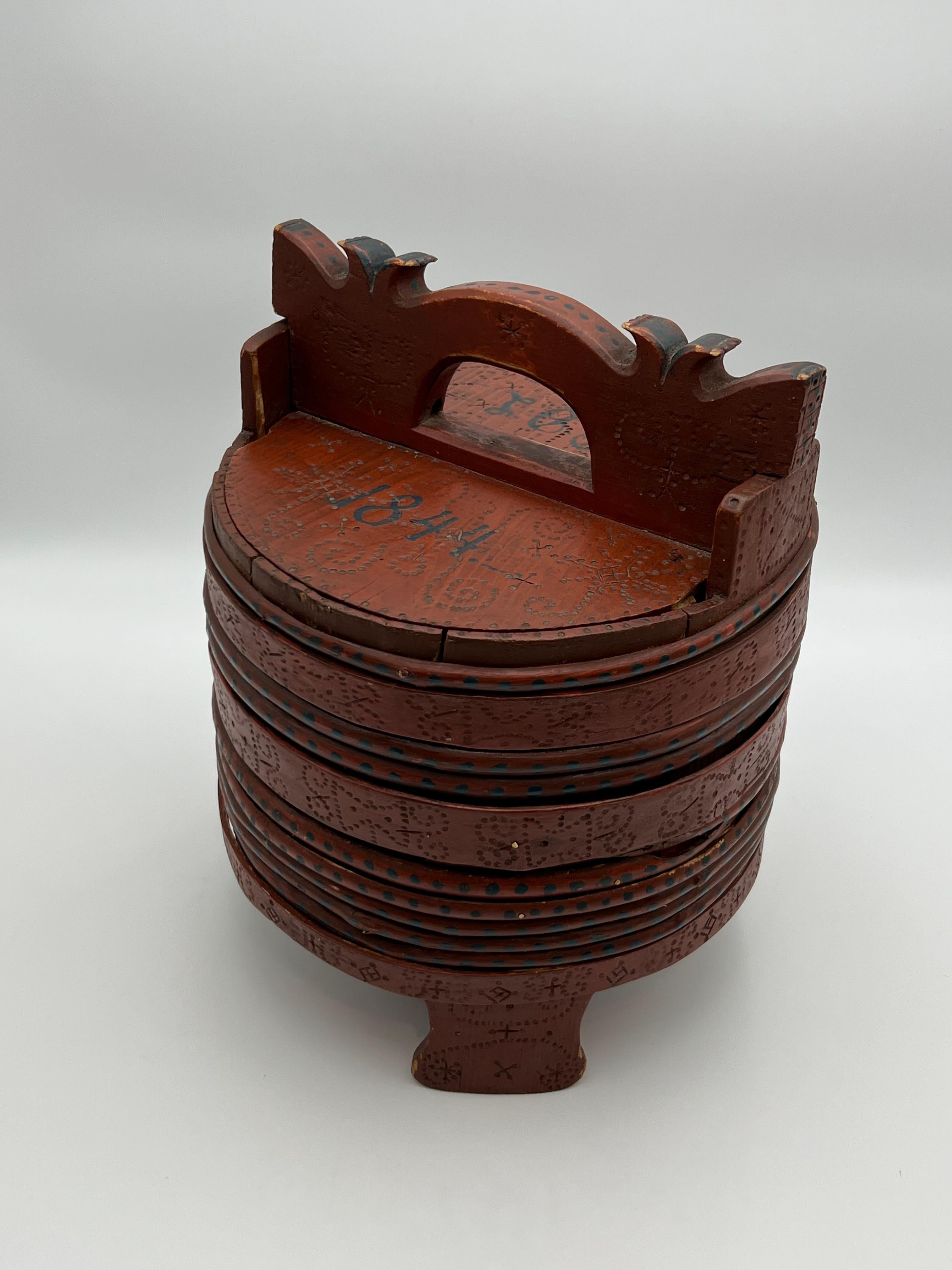 Seau à beurre antique daté de 1800/1844, Norvège - Art populaire de qualité muséale en vente 6