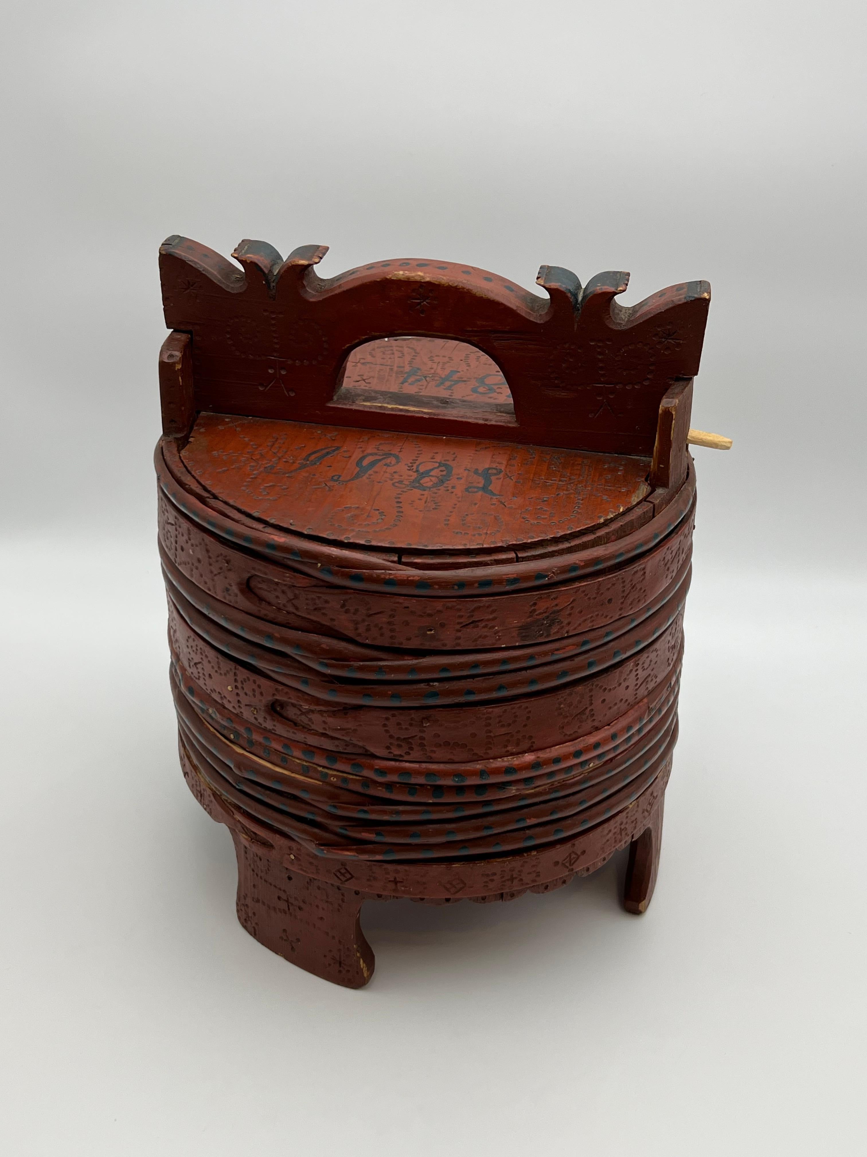Seau à beurre antique daté de 1800/1844, Norvège - Art populaire de qualité muséale Bon état - En vente à Skien, NO