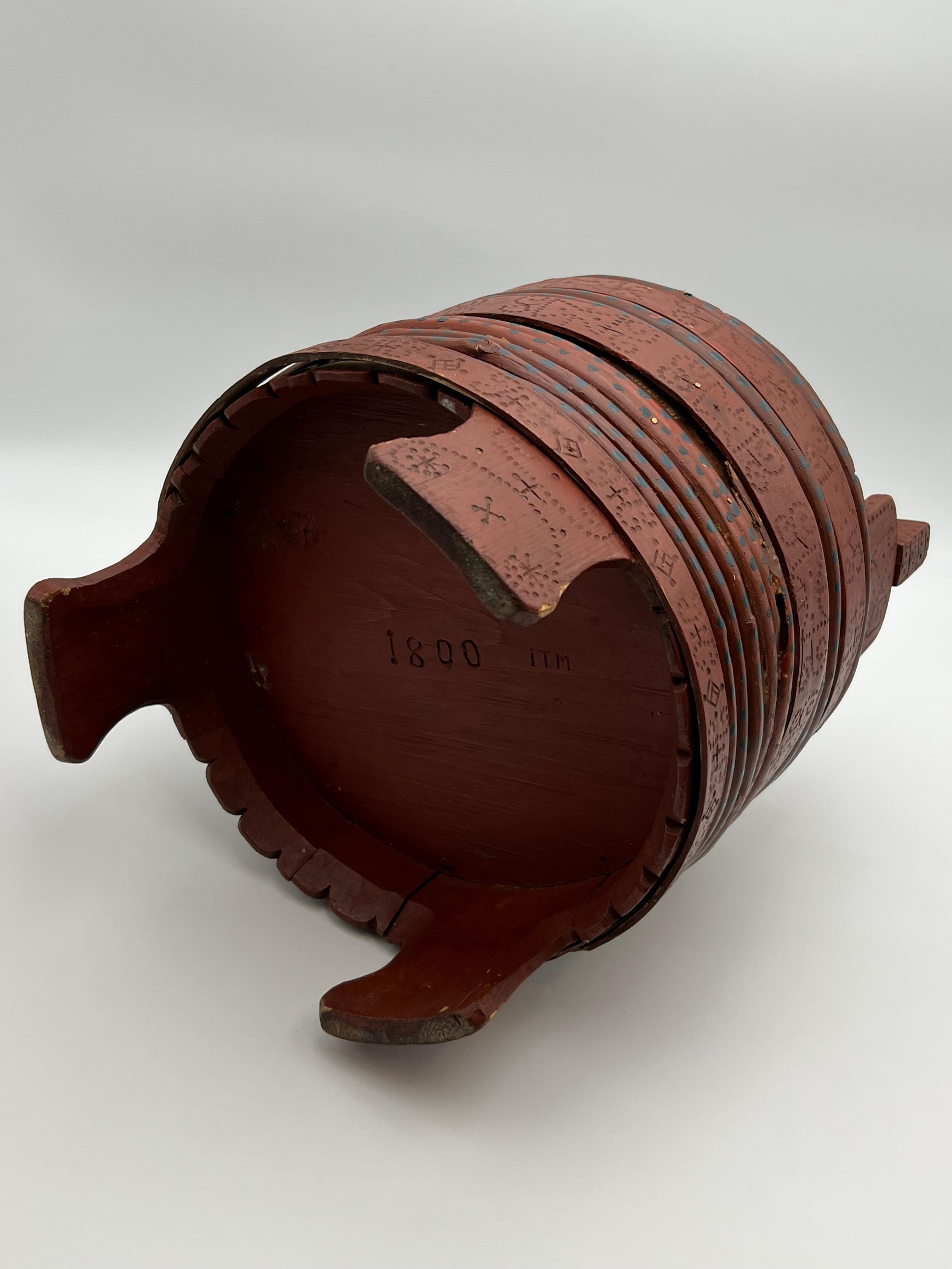 Seau à beurre antique daté de 1800/1844, Norvège - Art populaire de qualité muséale en vente 1