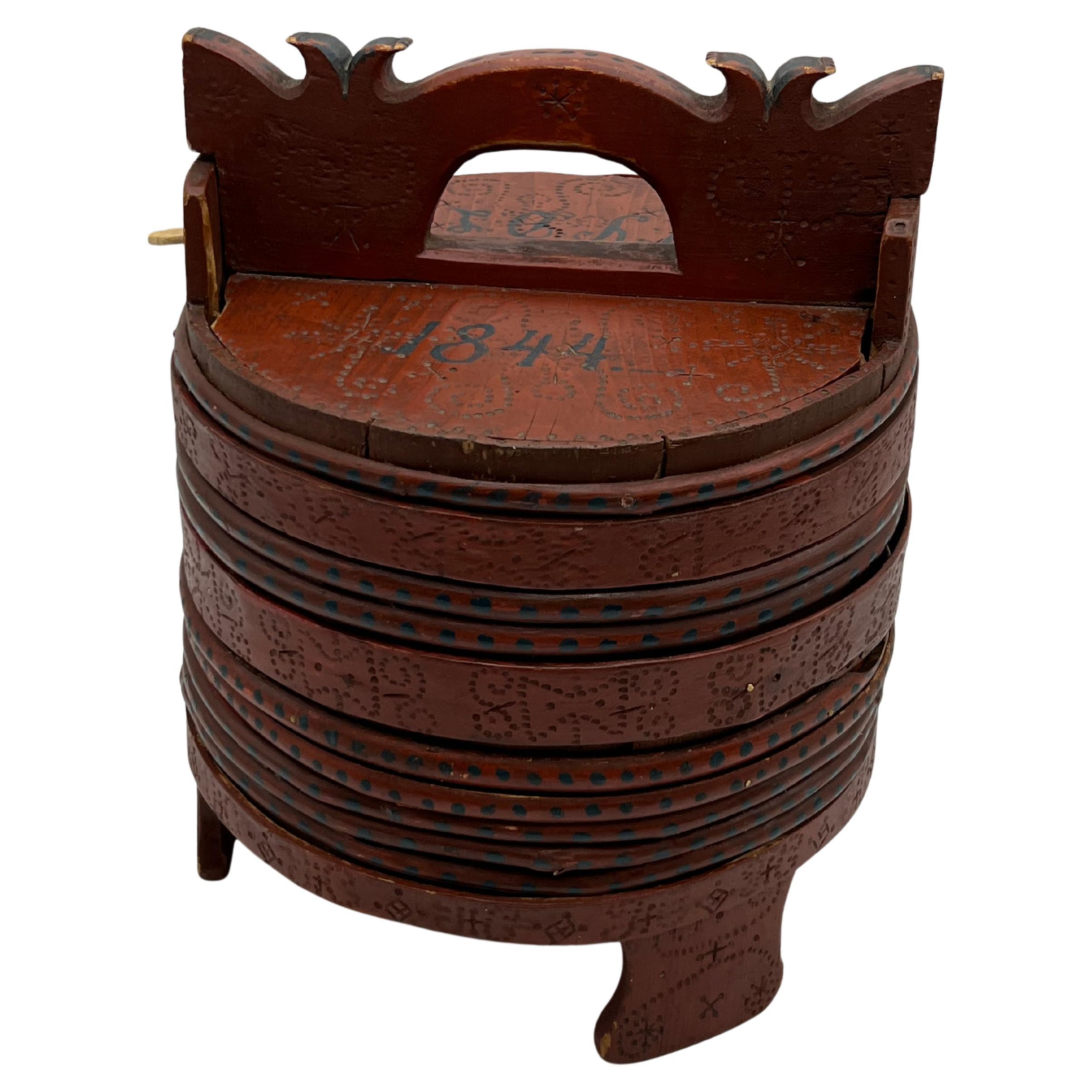 Seau à beurre antique daté de 1800/1844, Norvège - Art populaire de qualité muséale en vente