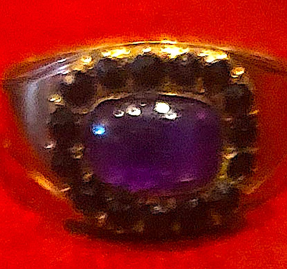 Georgian Dated 1808 12 K Amethyst Mourning Band with Jet surround For Sale