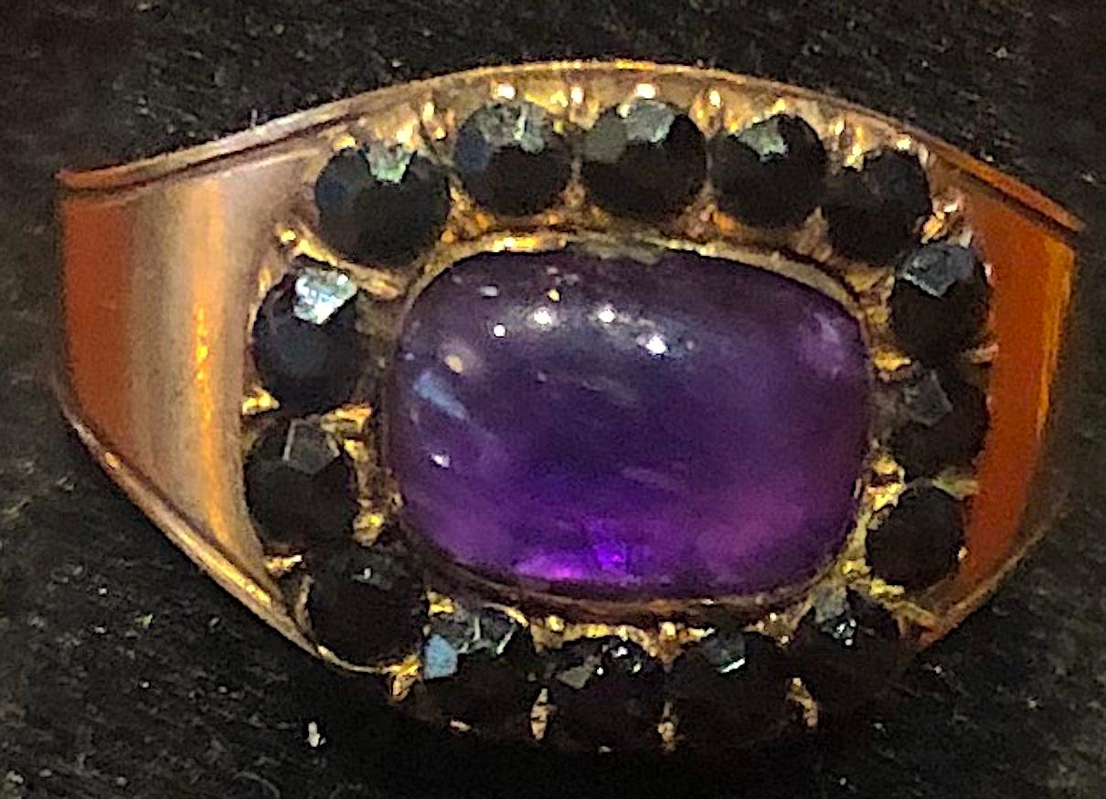 Dated 1808 12 K Amethyst Mourning Band with Jet surround For Sale 1