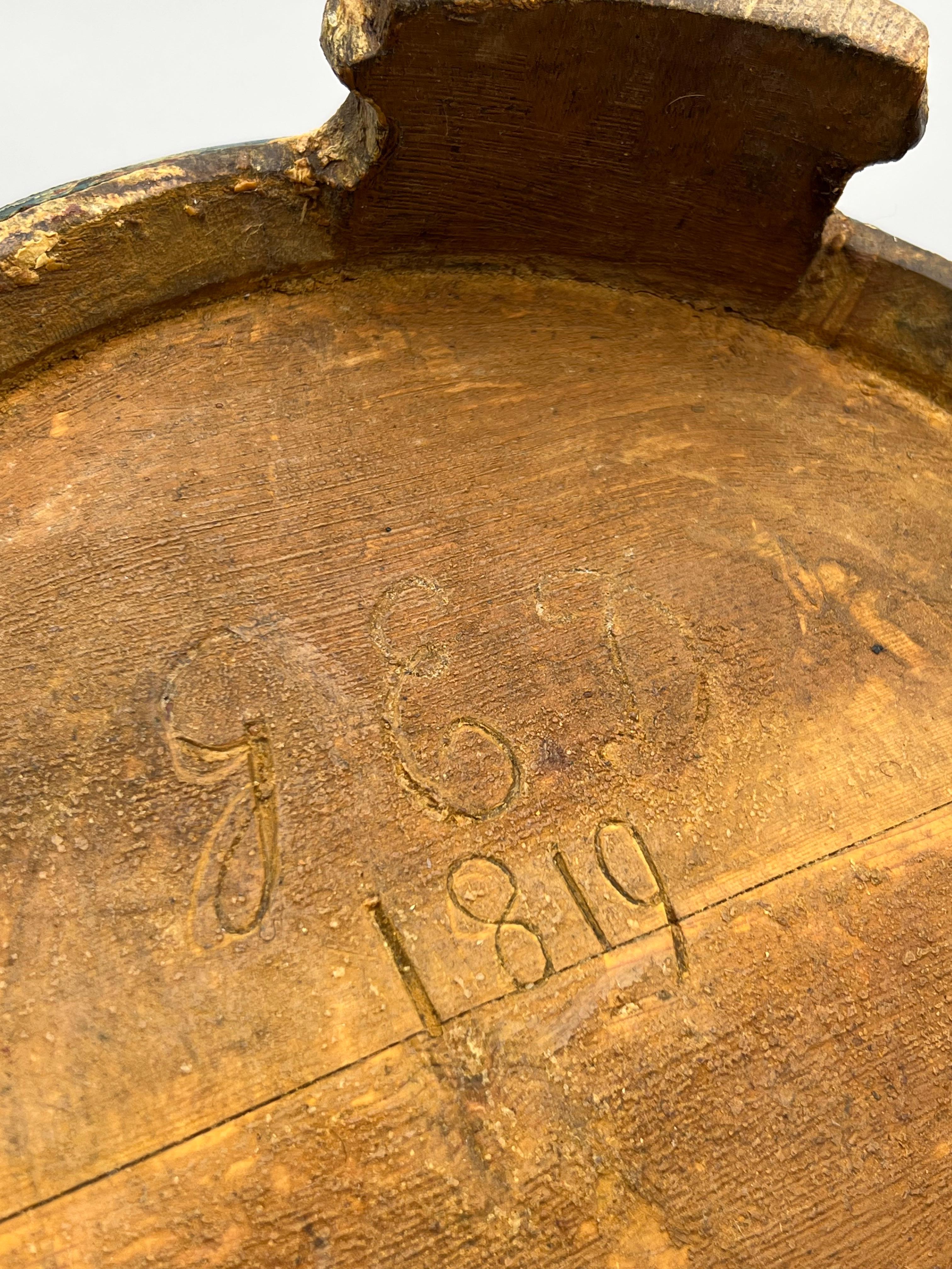 Secchiello da burro rustico datato 1819, Norvegia, arte popolare di qualità museale in vendita 4