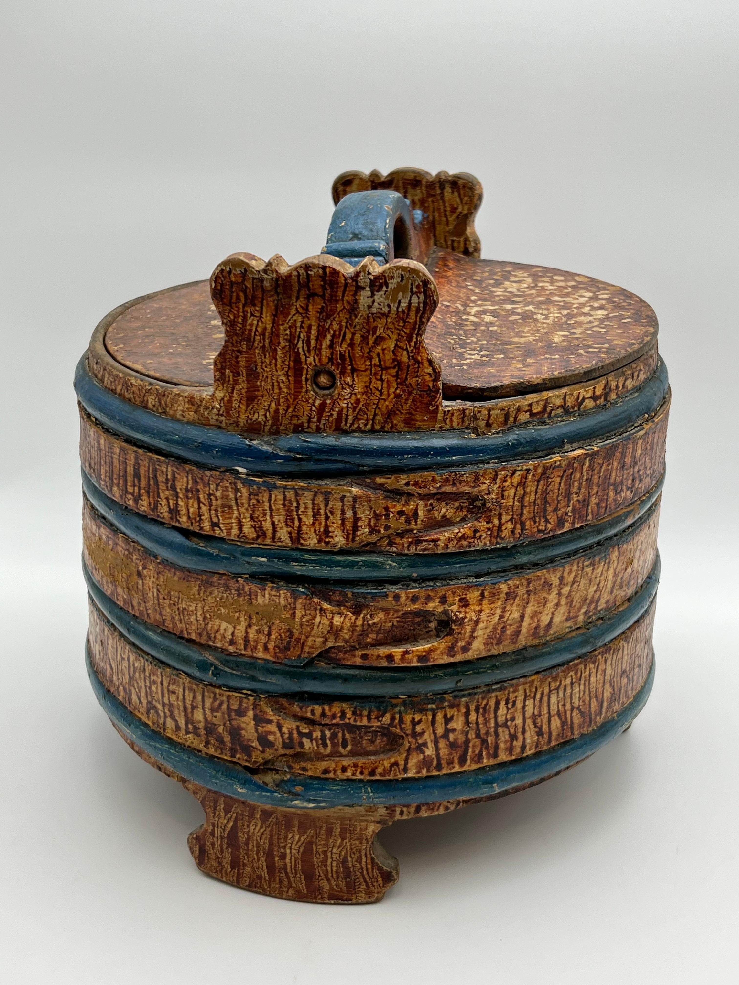 Secchiello da burro rustico datato 1819, Norvegia, arte popolare di qualità museale in vendita 6