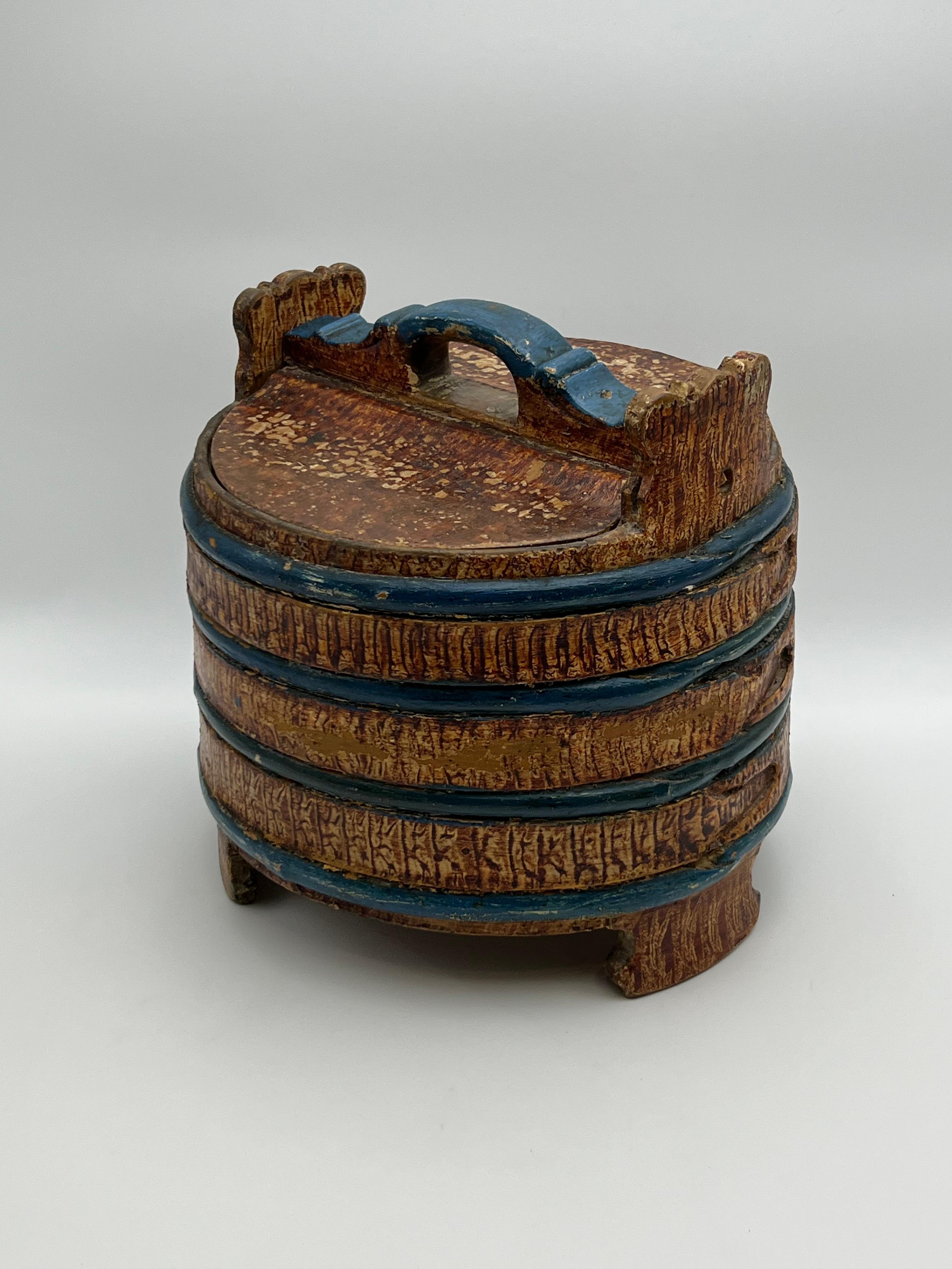 Secchiello da burro rustico datato 1819, Norvegia, arte popolare di qualità museale in vendita 7