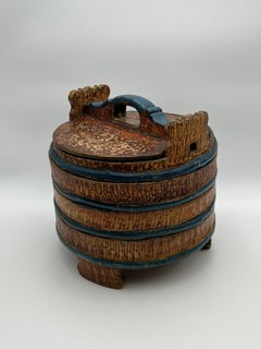 Dated 1819 Antique Rustic Butter Bucket, Norway, Museum Quality Folk Art