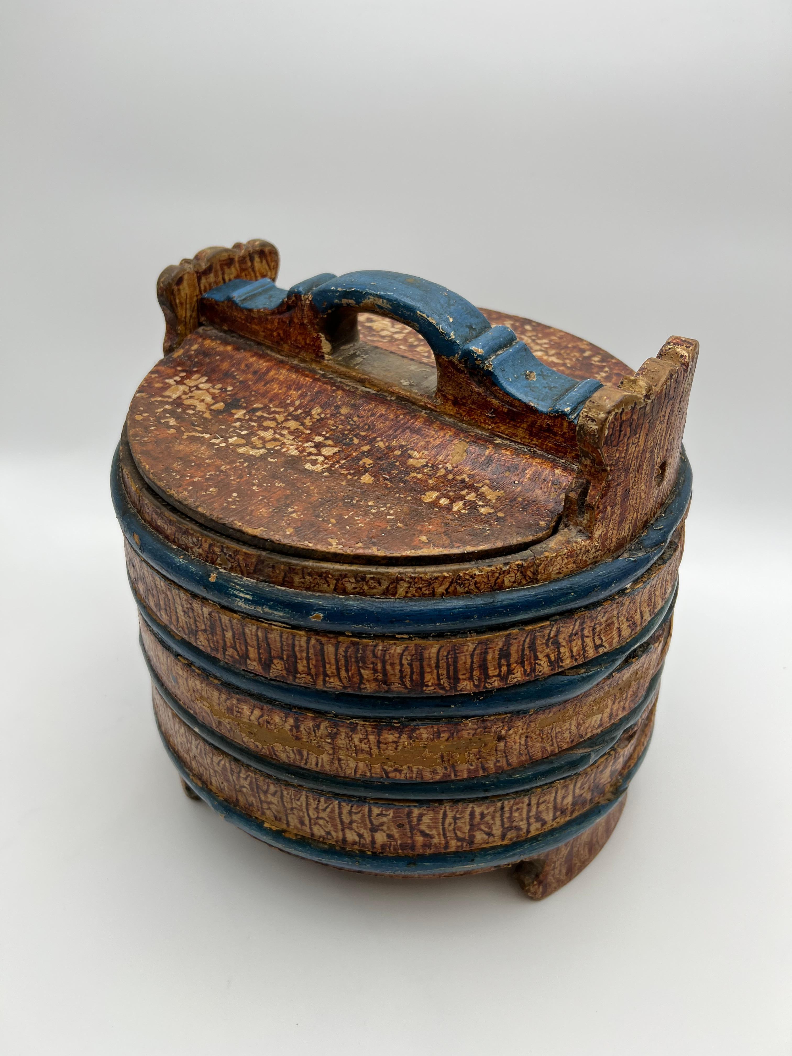 Secchiello da burro rustico datato 1819, Norvegia, arte popolare di qualità museale in vendita 12