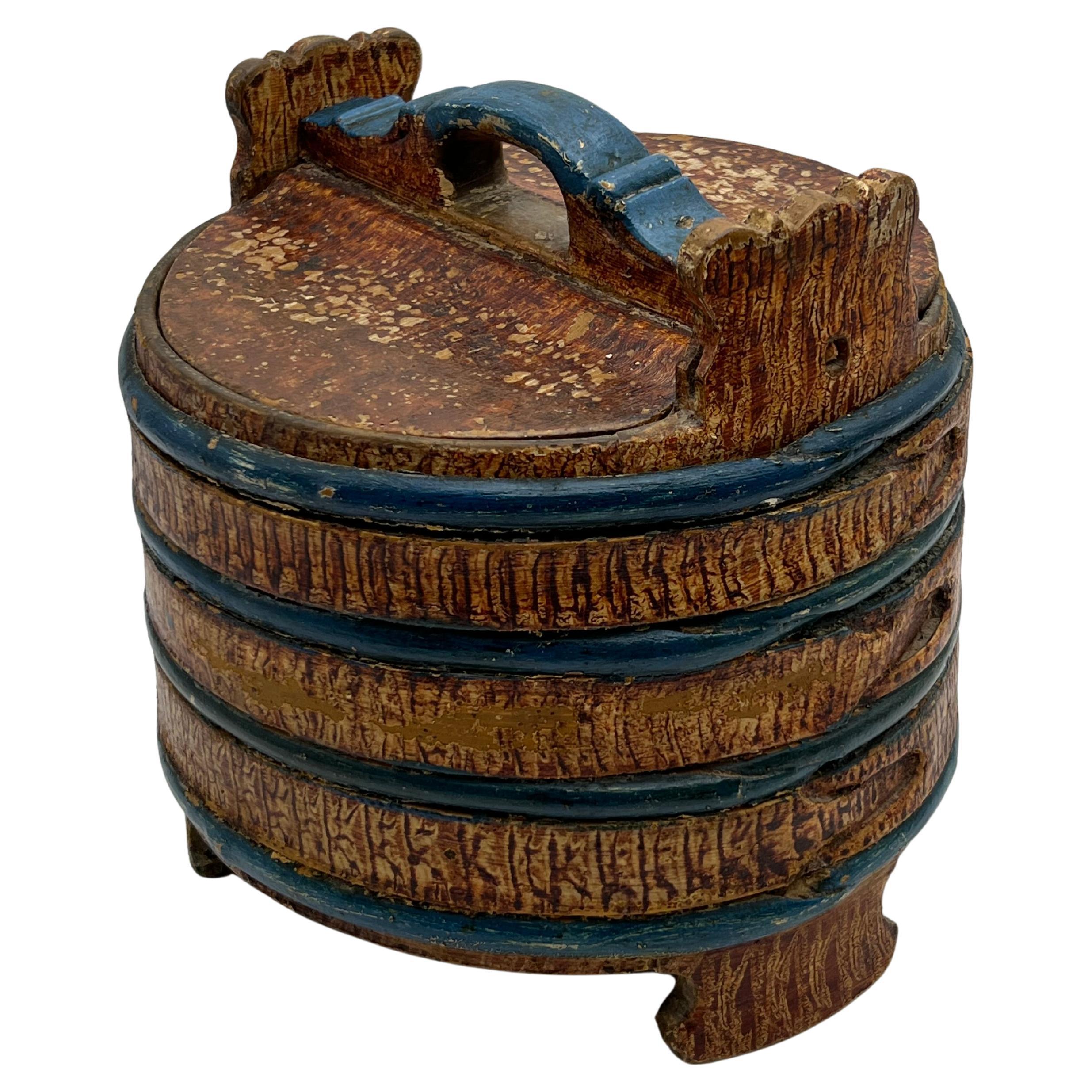 Dated 1819 Antique Rustic Butter Bucket, Norway, Museum Quality Folk Art