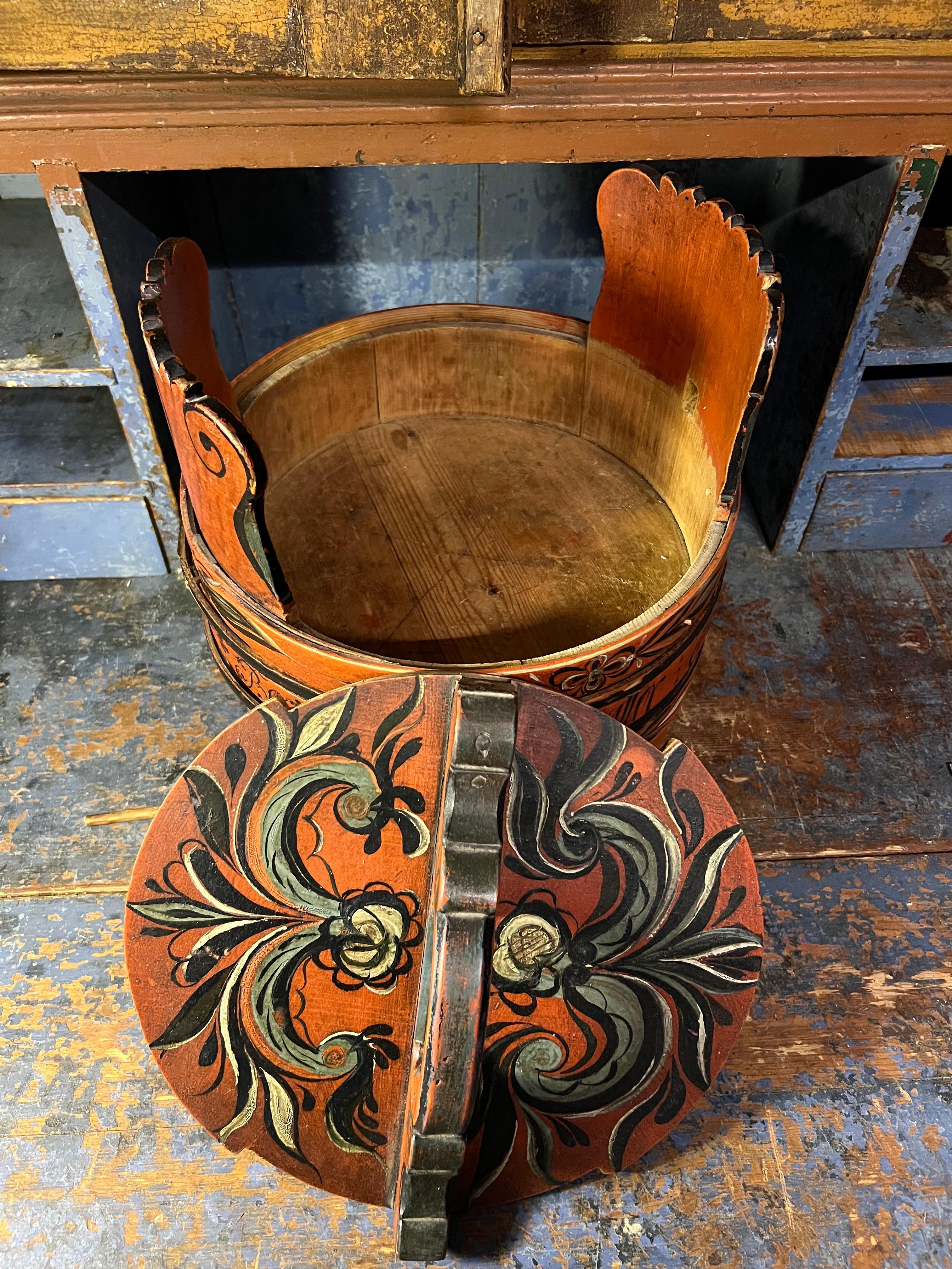 Datiert 1835 Hallingdal Rosemaling - Antike Ambarbox, Norwegen - Museumsqualität im Angebot 2
