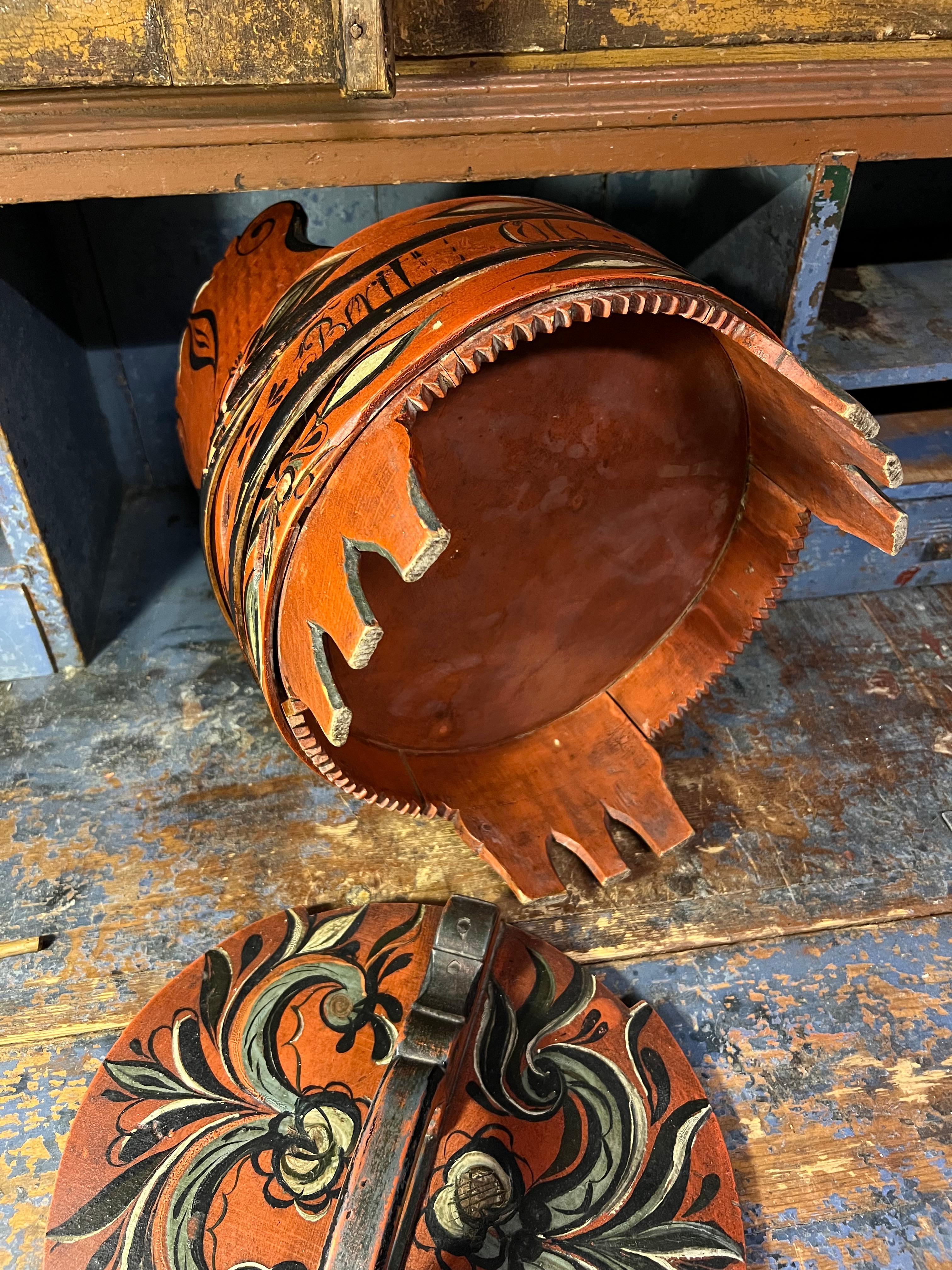 Datiert 1835 Hallingdal Rosemaling - Antike Ambarbox, Norwegen - Museumsqualität im Angebot 3