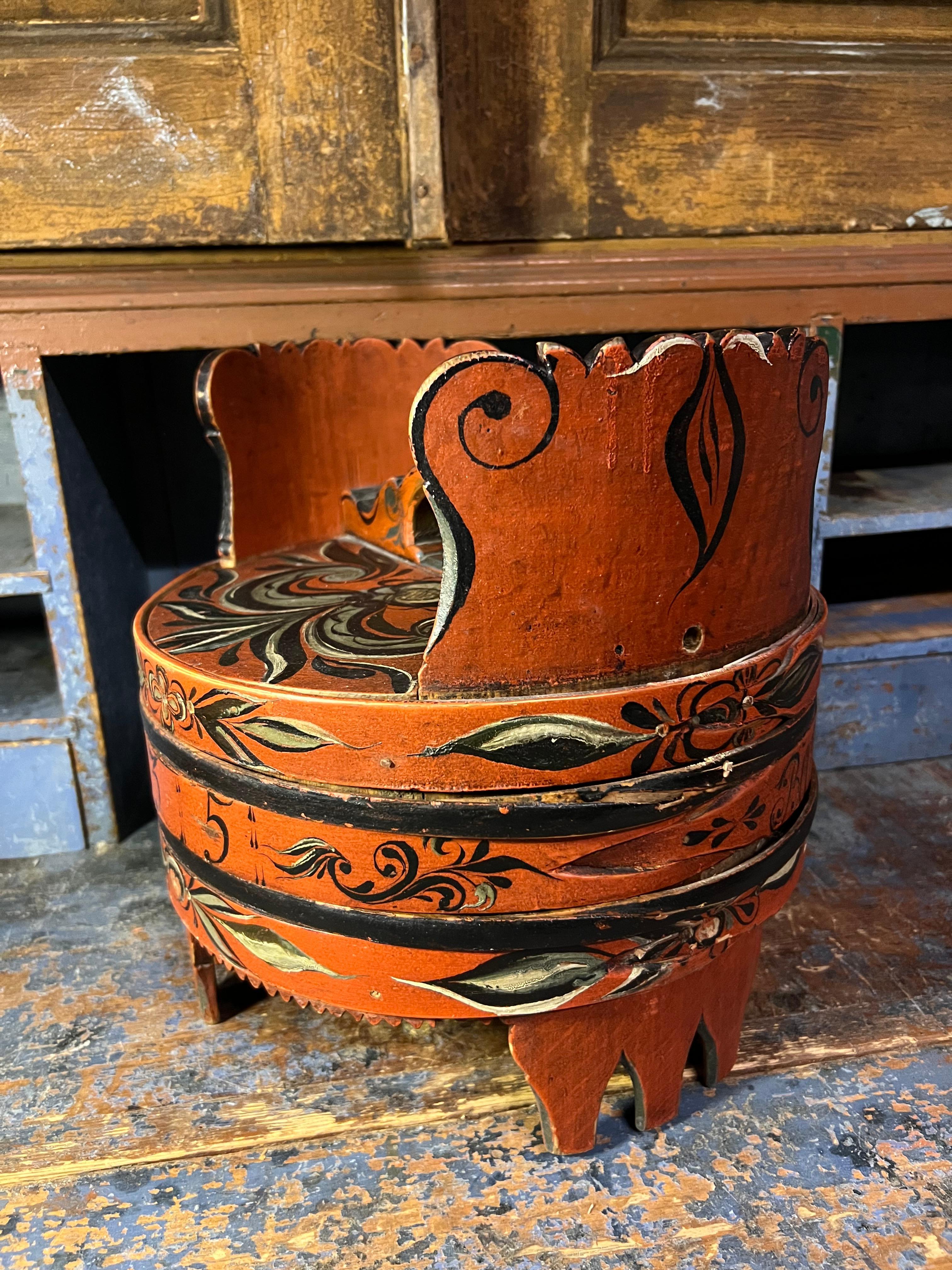 Datiert 1835 Hallingdal Rosemaling - Antike Ambarbox, Norwegen - Museumsqualität im Angebot 7