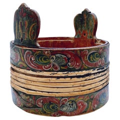 Secchio Rosemaling antico norvegese datato 1846, proveniente da Telemark