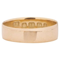 Dated 1857 18K Yellow Gold Smooth Finish British Hallmarked Unisex Band