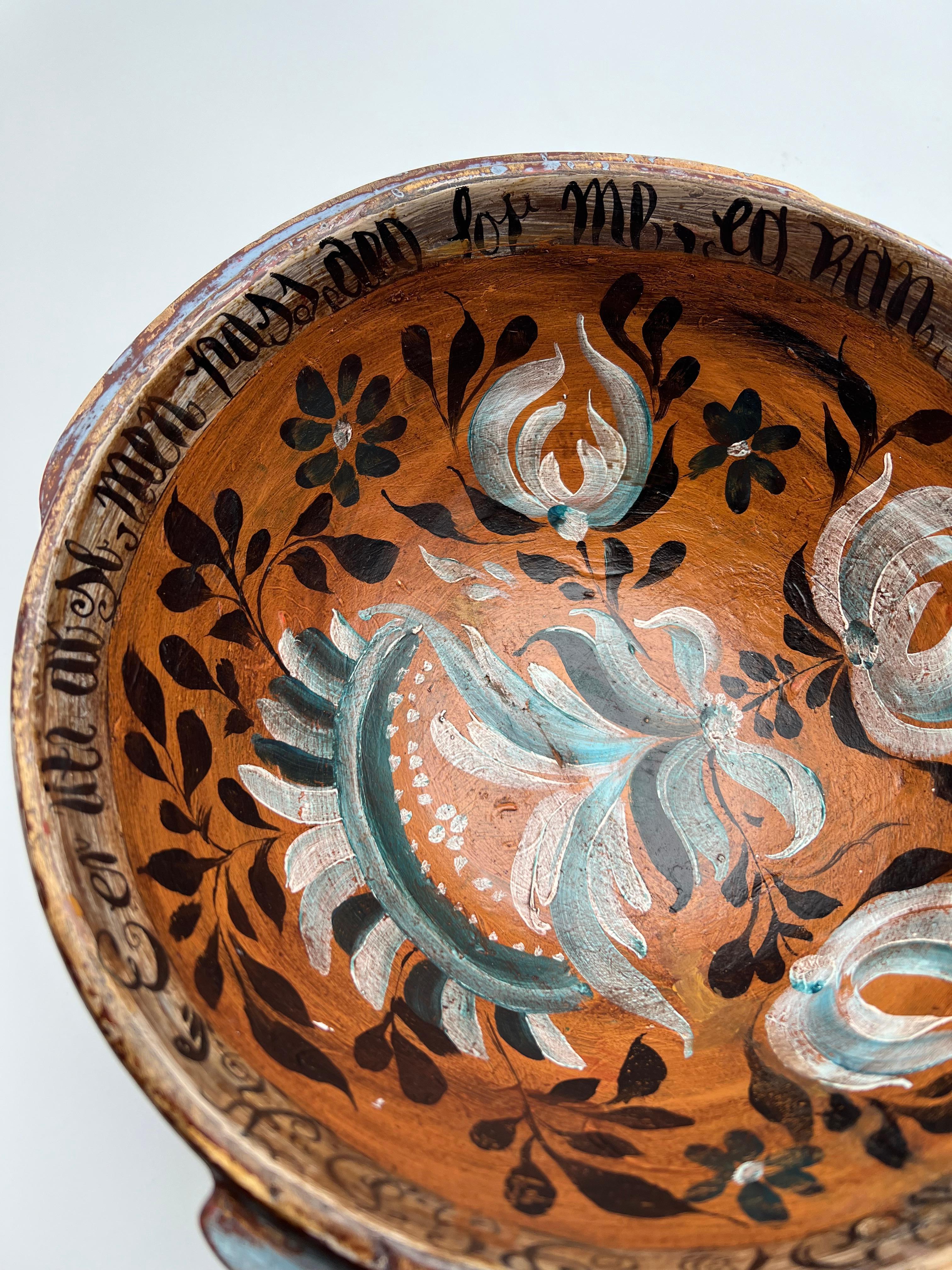 Datiert 1857 Hallingdal Rosemaling - Antike Vingebowl, Norwegen - Museumsqualität im Angebot 3