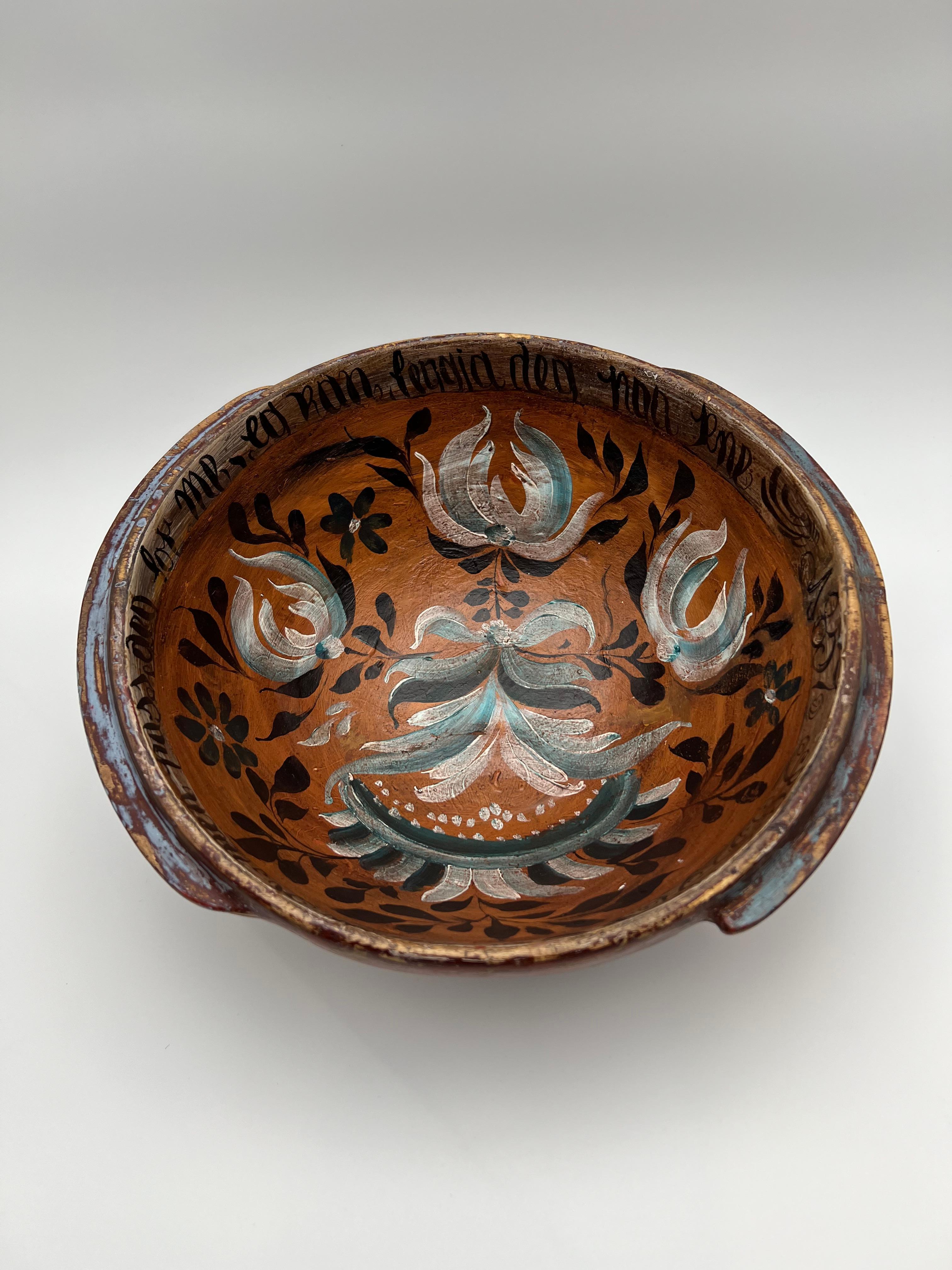 Datiert 1857 Hallingdal Rosemaling - Antike Vingebowl, Norwegen - Museumsqualität im Angebot 4