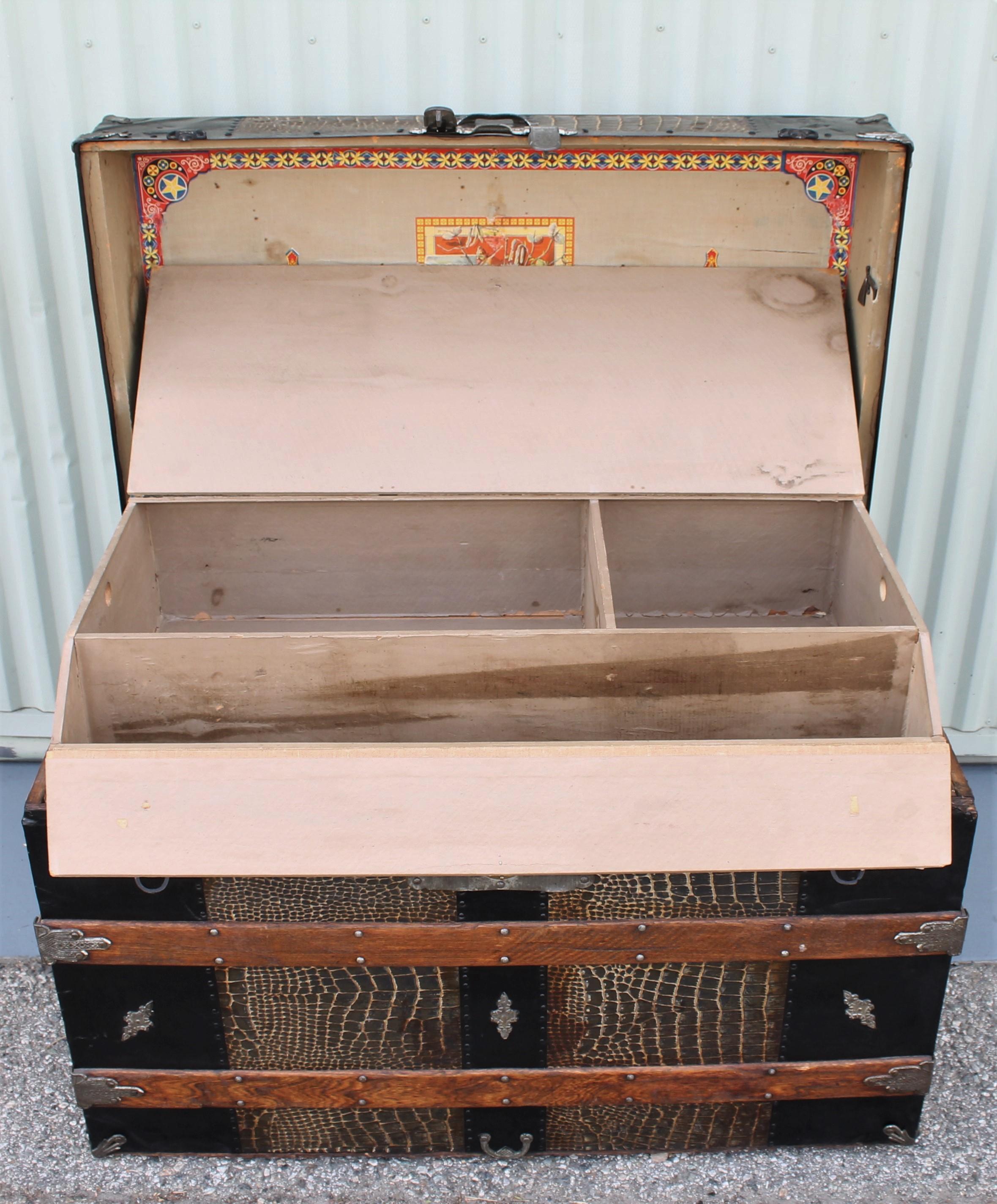 Dated 1877 Steamer Trunk In Fair Condition In Los Angeles, CA