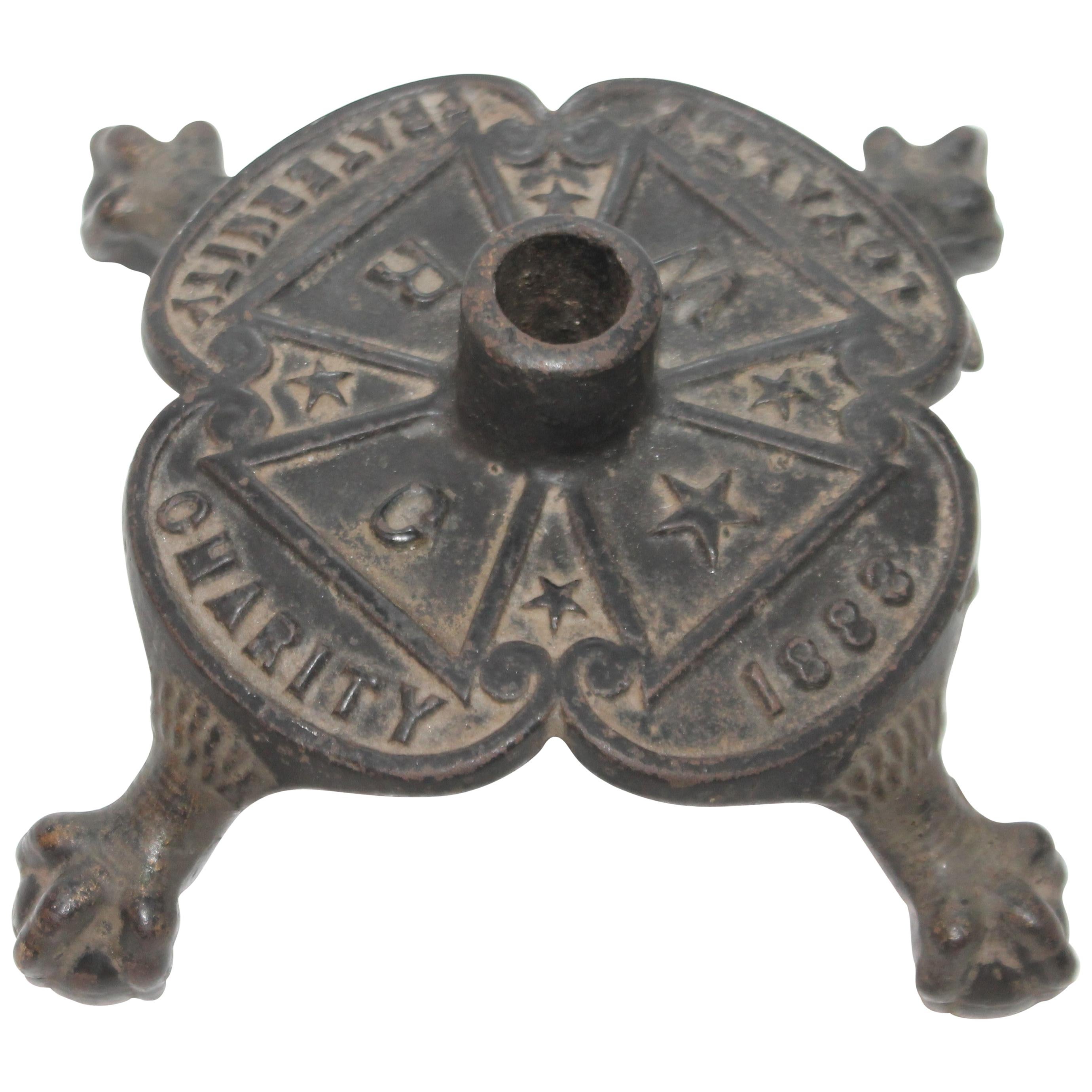 Dated 1883 Masonic Flag Holder in Iron For Sale