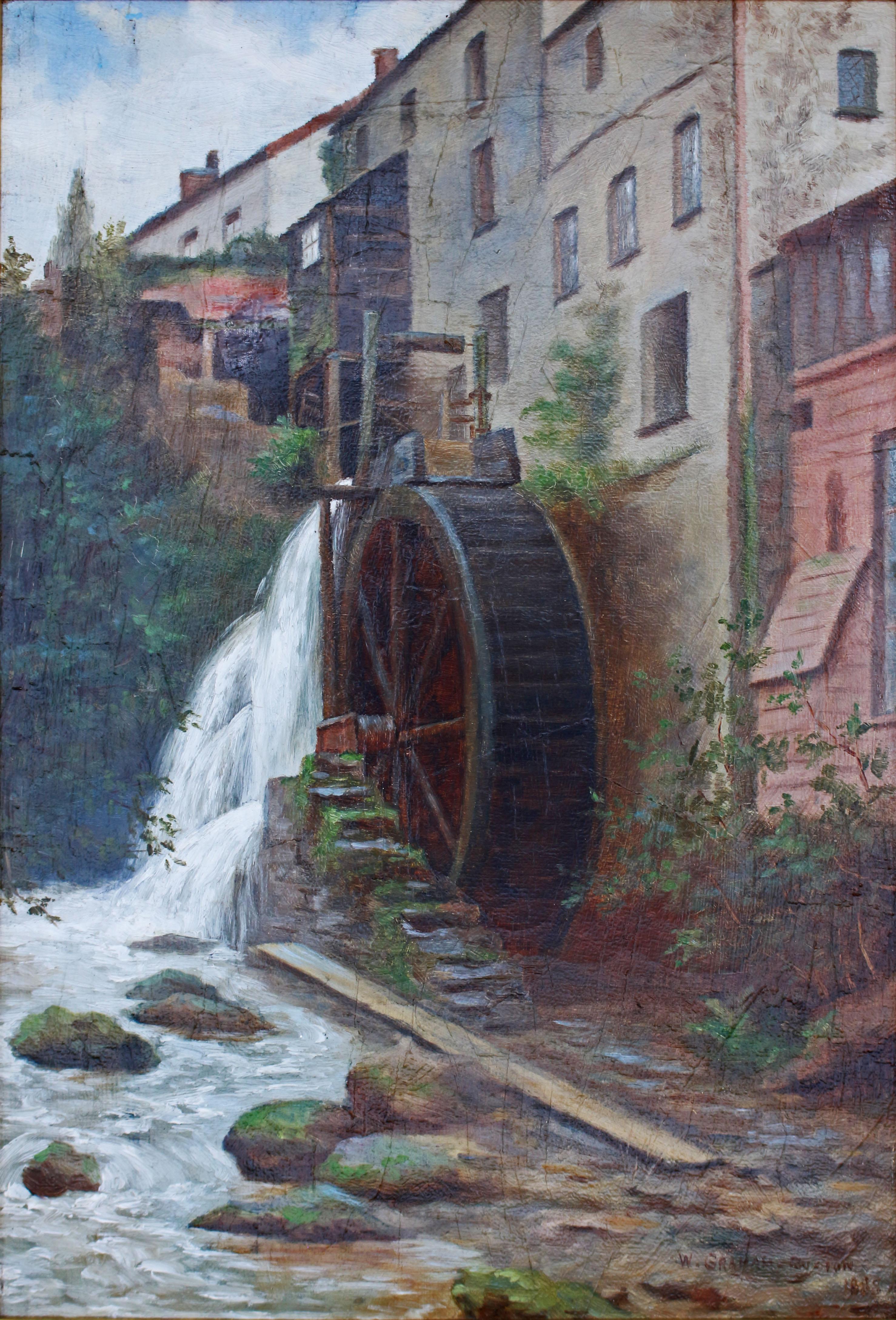 Hand-Painted Dated 1888 English Oil Painting 