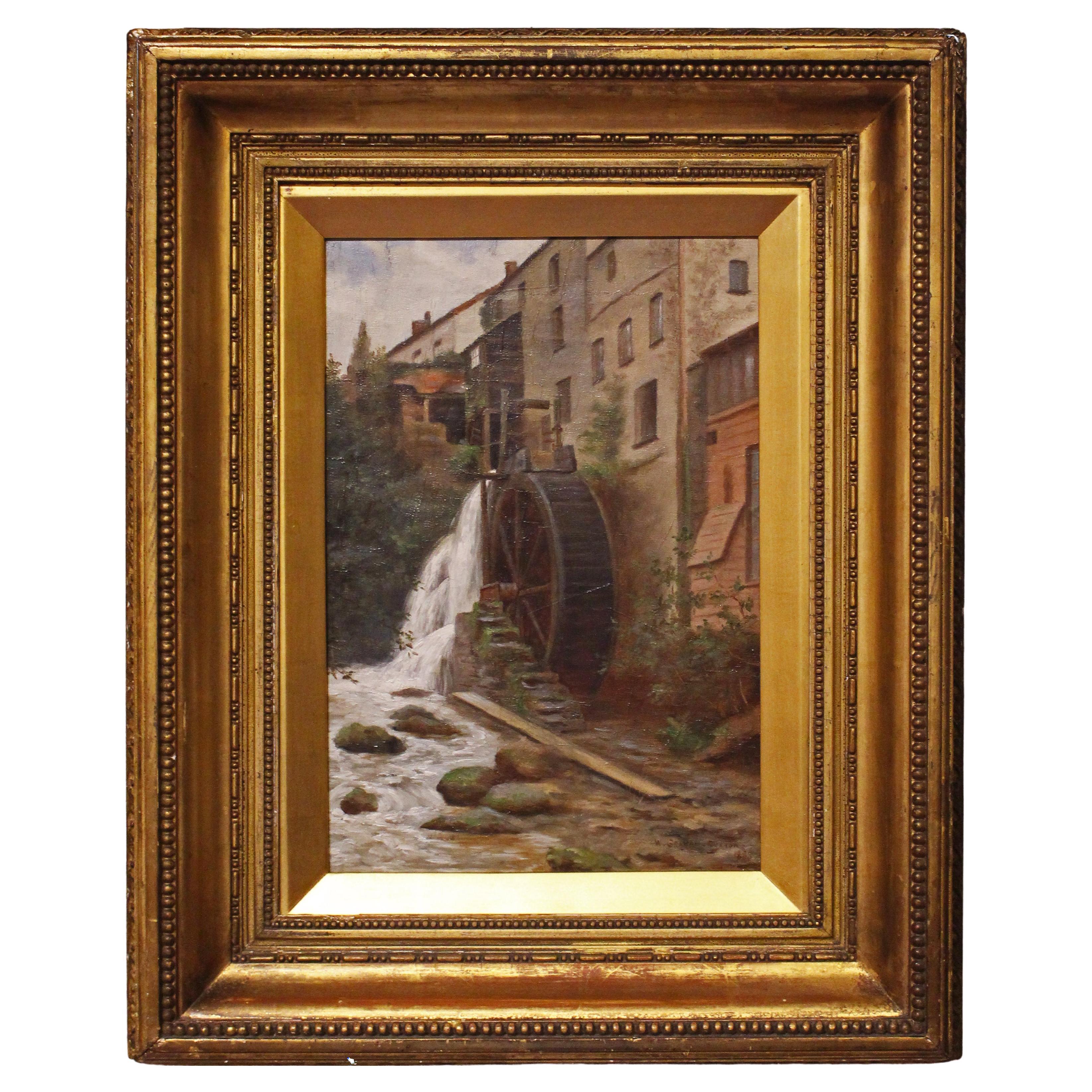Dated 1888 English Oil Painting "The Old Mill" by W. Graham Buxton
